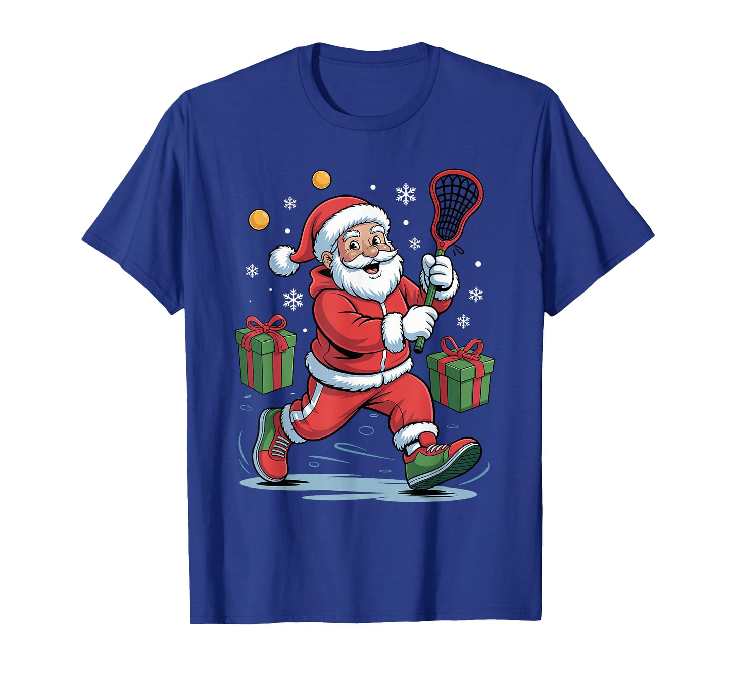 Funny Santa Playing Lacrosse Holiday Christmas Xmas Pajama T-Shirt