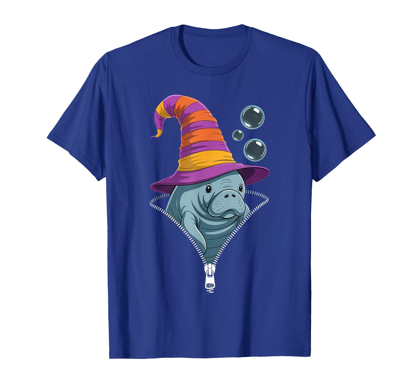 Funny Manatee Peeking Out Zipper Halloween Costume T-Shirt
