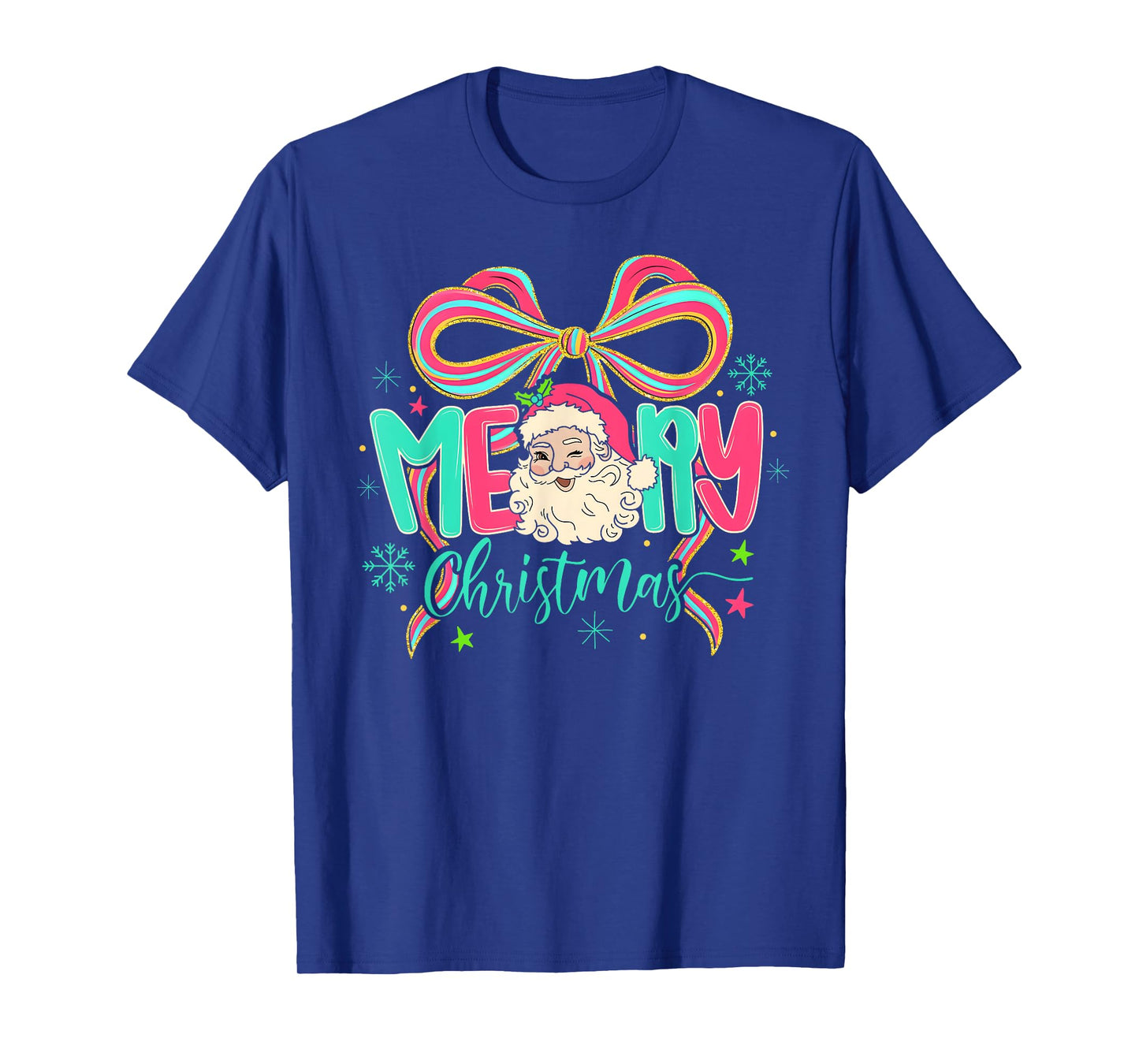 Merry Christmas Santa Claus Coquette Bow Women Xmas Pajamas T-Shirt