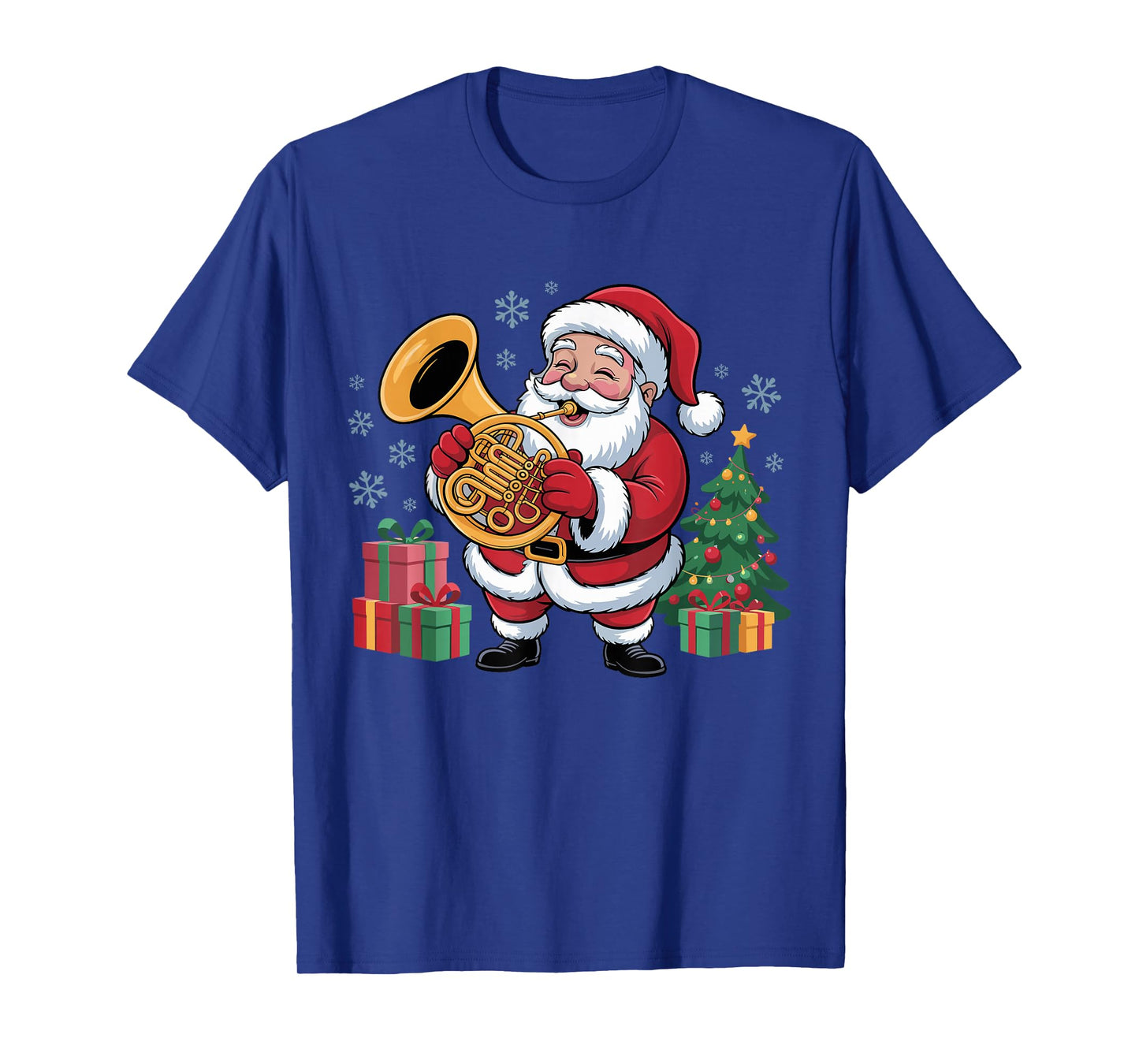 Funny Santa Christmas Design French Horn Holiday Xmas Pajama T-Shirt