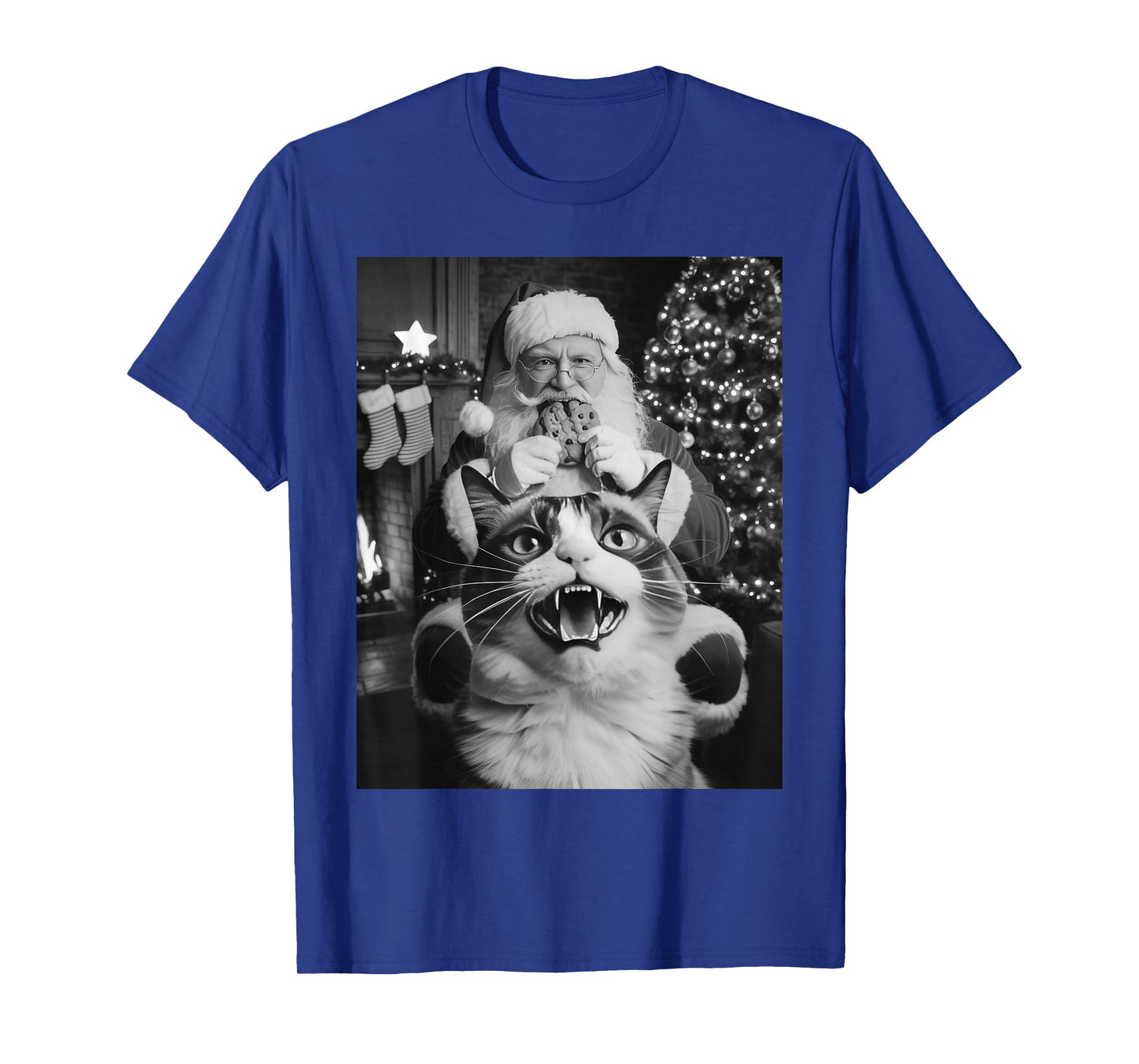 Funny Cat Selfie Santa Christmas Men Women Kids Cat Lover T-Shirt