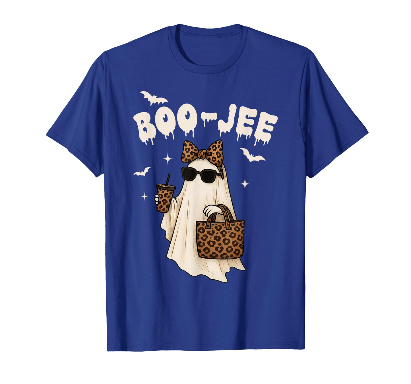 Coquette Leopard Ghost Coffee Boo-JEE Halloween Boujee Ghost T-Shirt