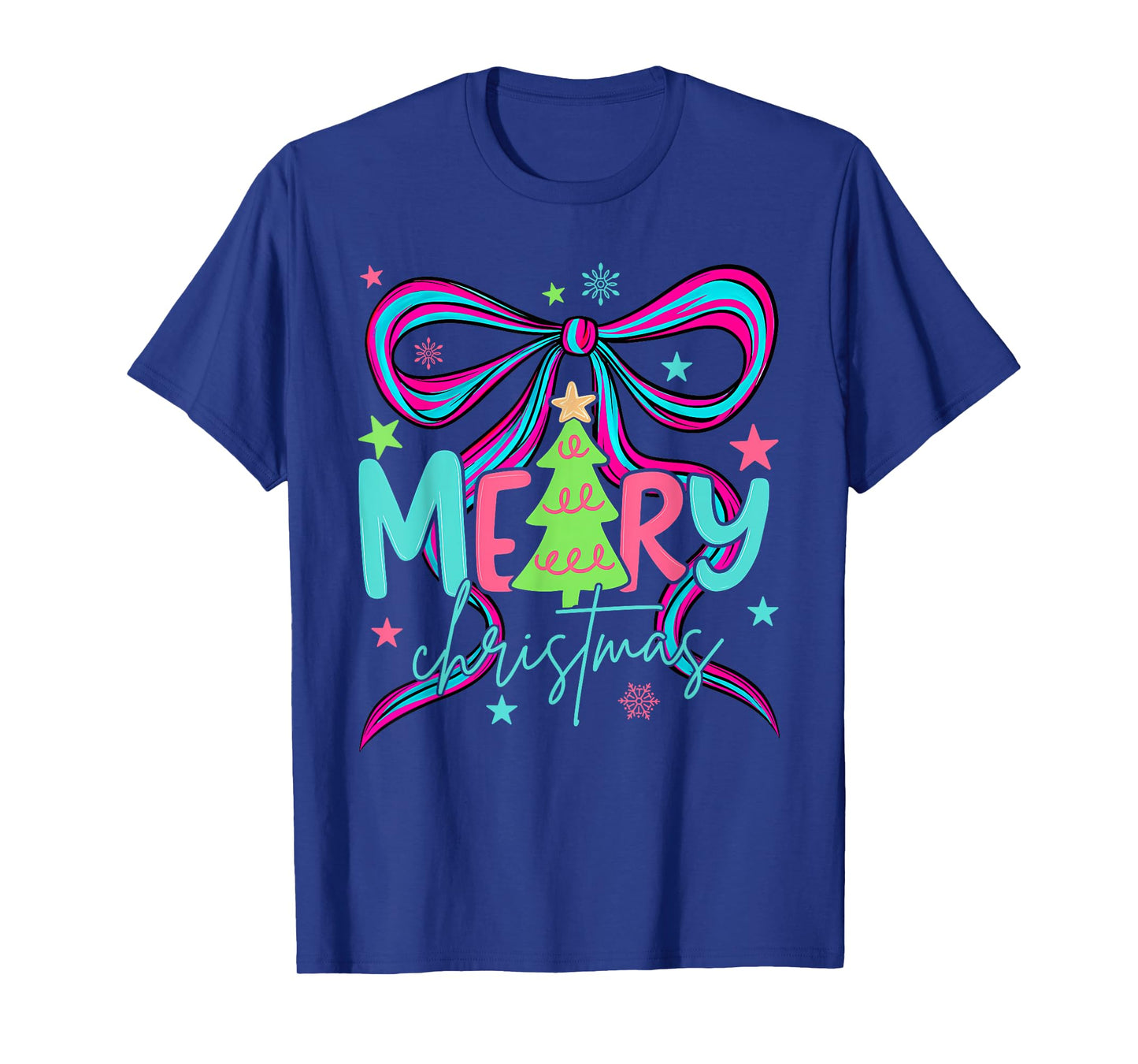 Brushstroke Coquette Merry Christmas Tree Men Women Kids T-Shirt