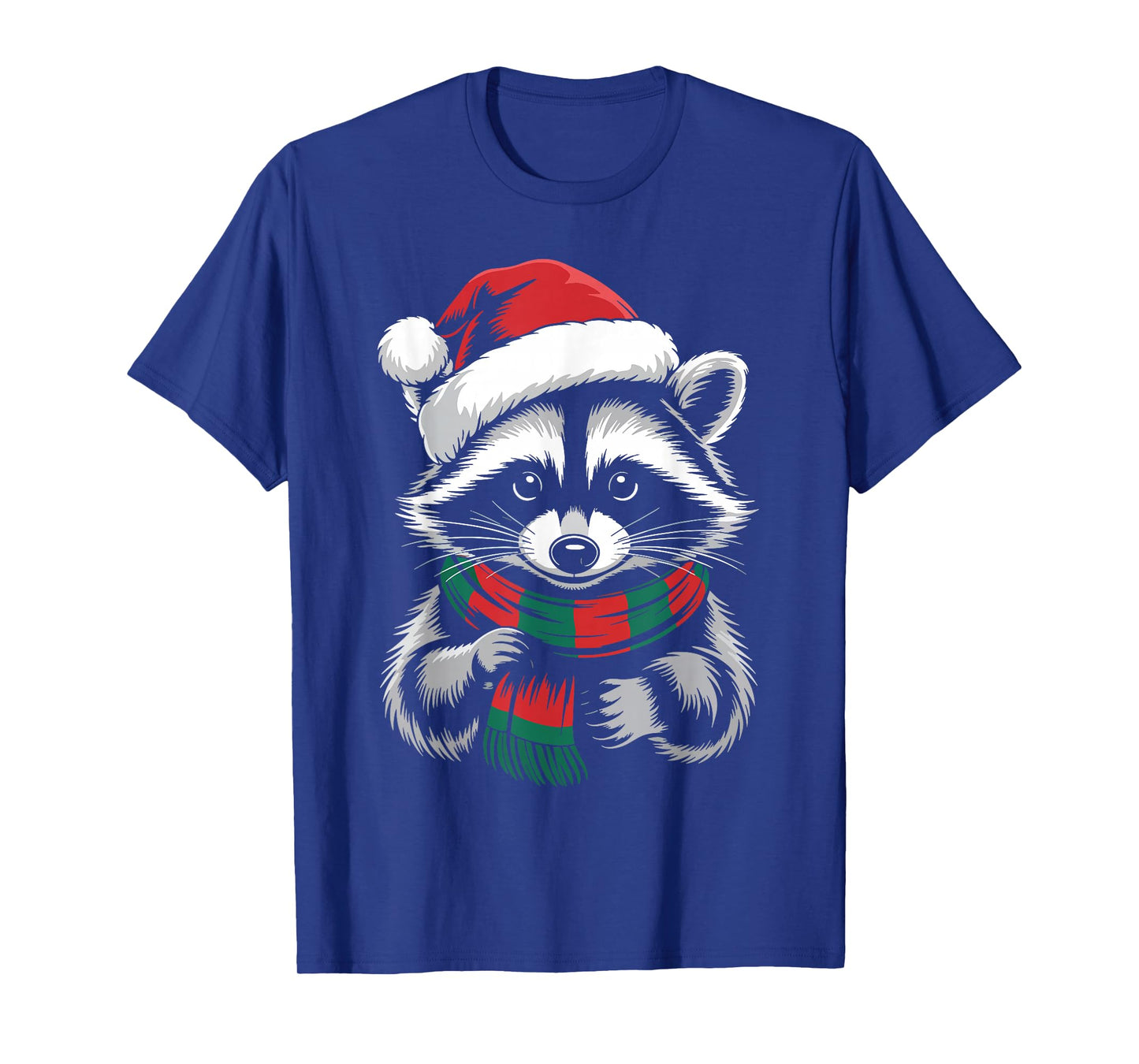 Raccoon Xmas Santa Hat Scarf Christmas Costume T-Shirt