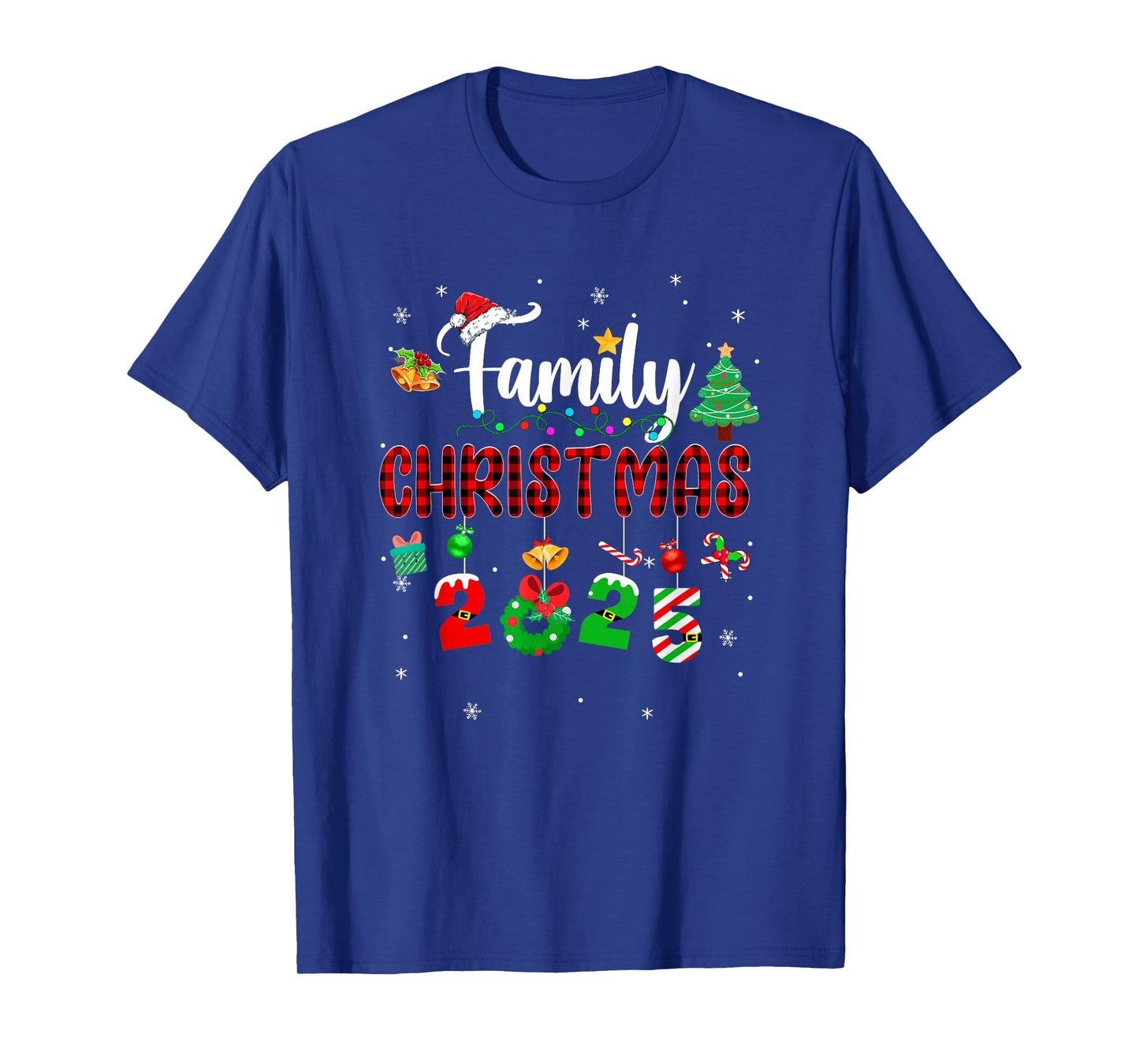 Family Christmas 2025 Matching Red Plaid Squad Santa Elf T-Shirt