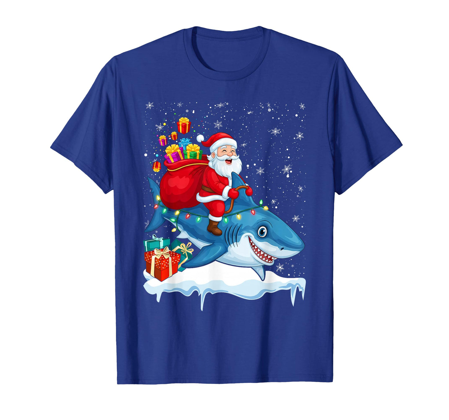 Shark Christmas Men Boys Lover Santa Claus T-Shirt