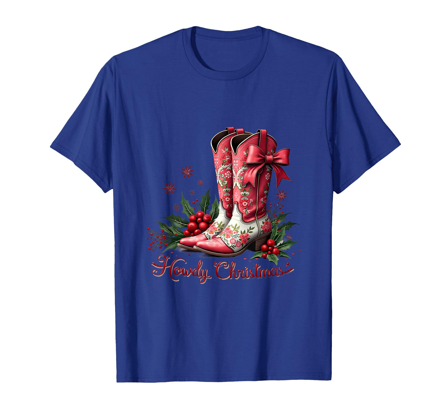 Cowgirl Boots Coquette Xmas Bow Western Howdy Christmas Club T-Shirt