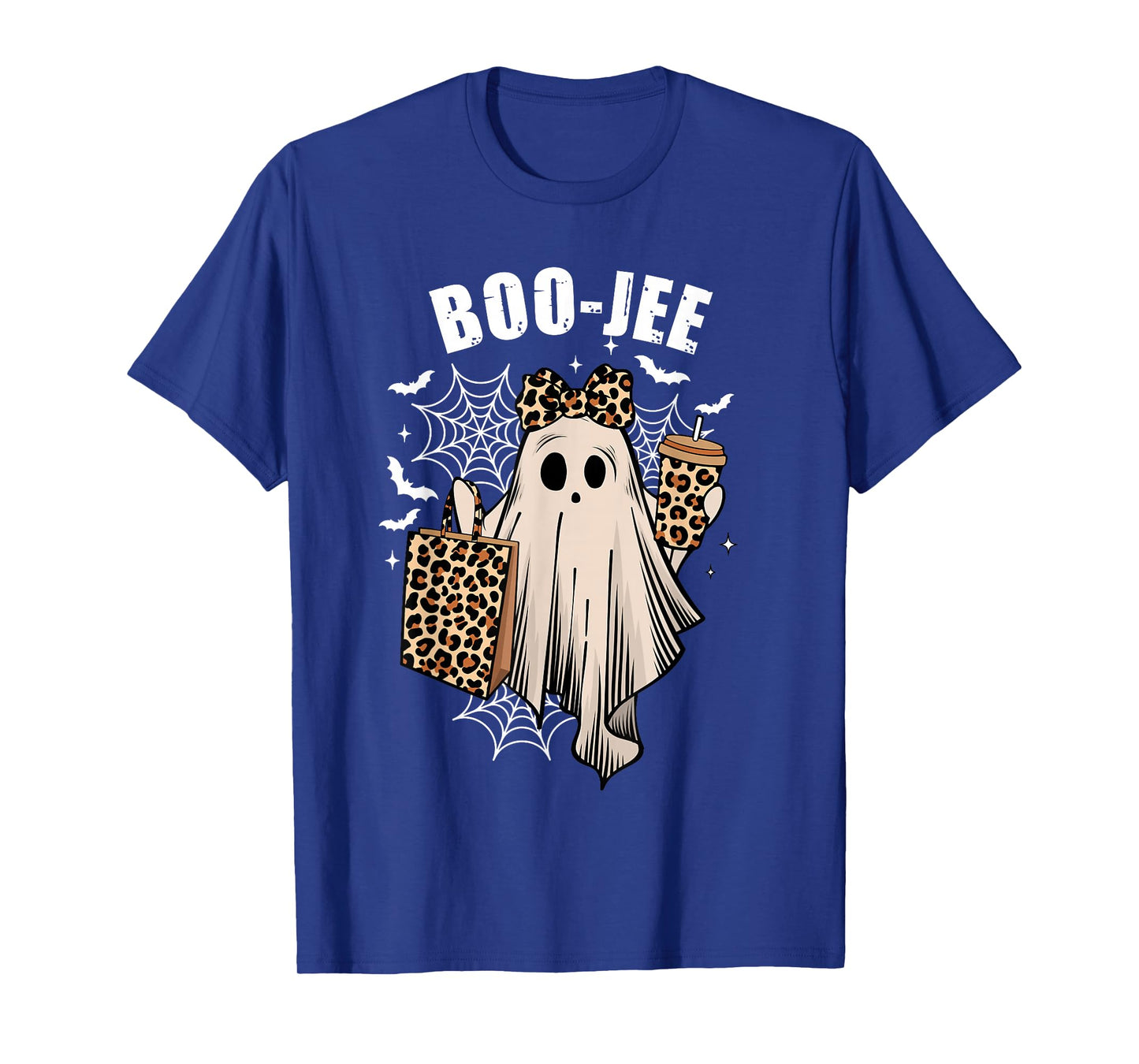 Coquette Leopard Ghost Coffee Boo JEE Halloween Boujee Ghost T-Shirt