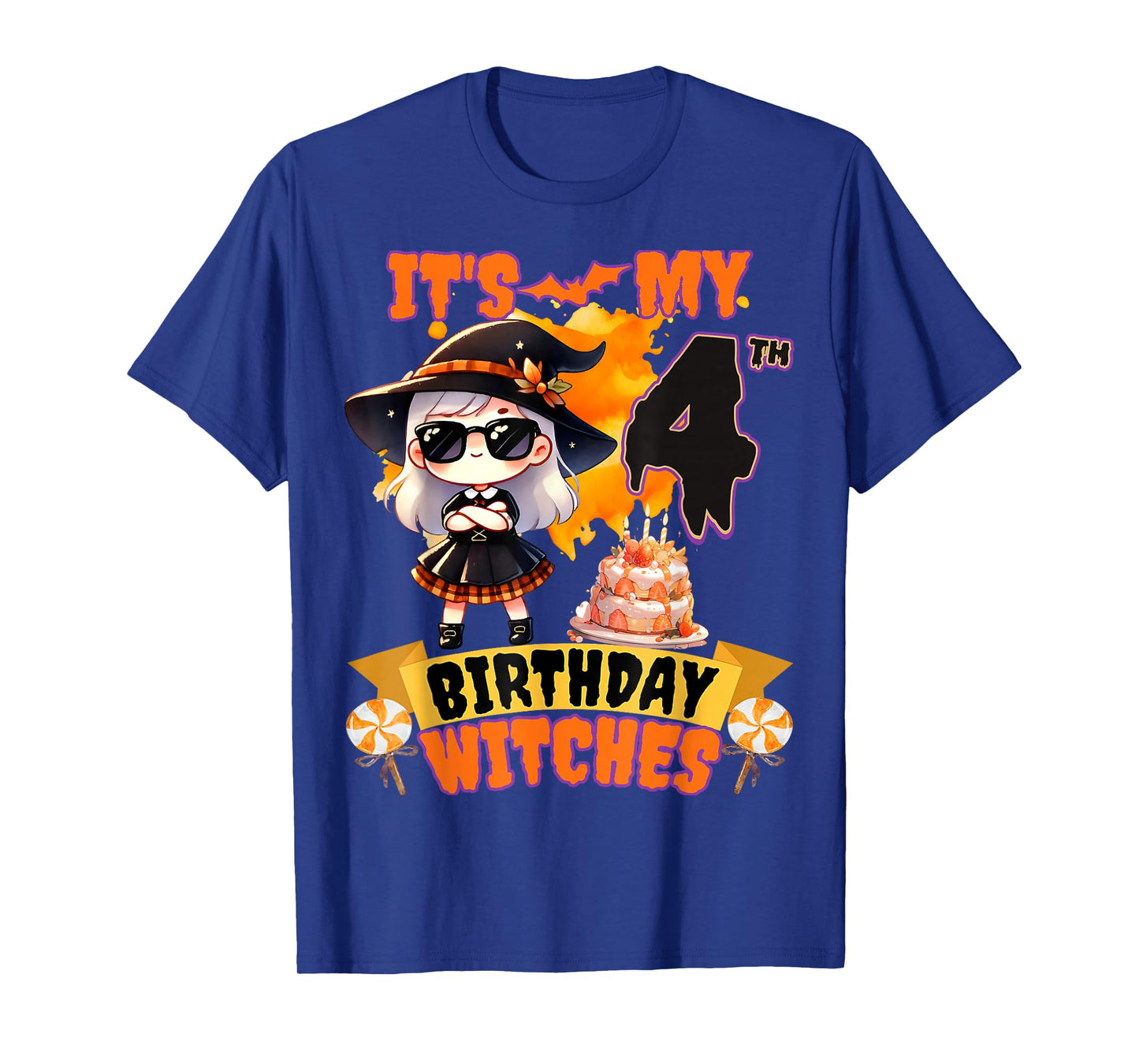 Kids 4th Birthday Cute Witch 4 Years Old Bday Party Girls T-Shirt