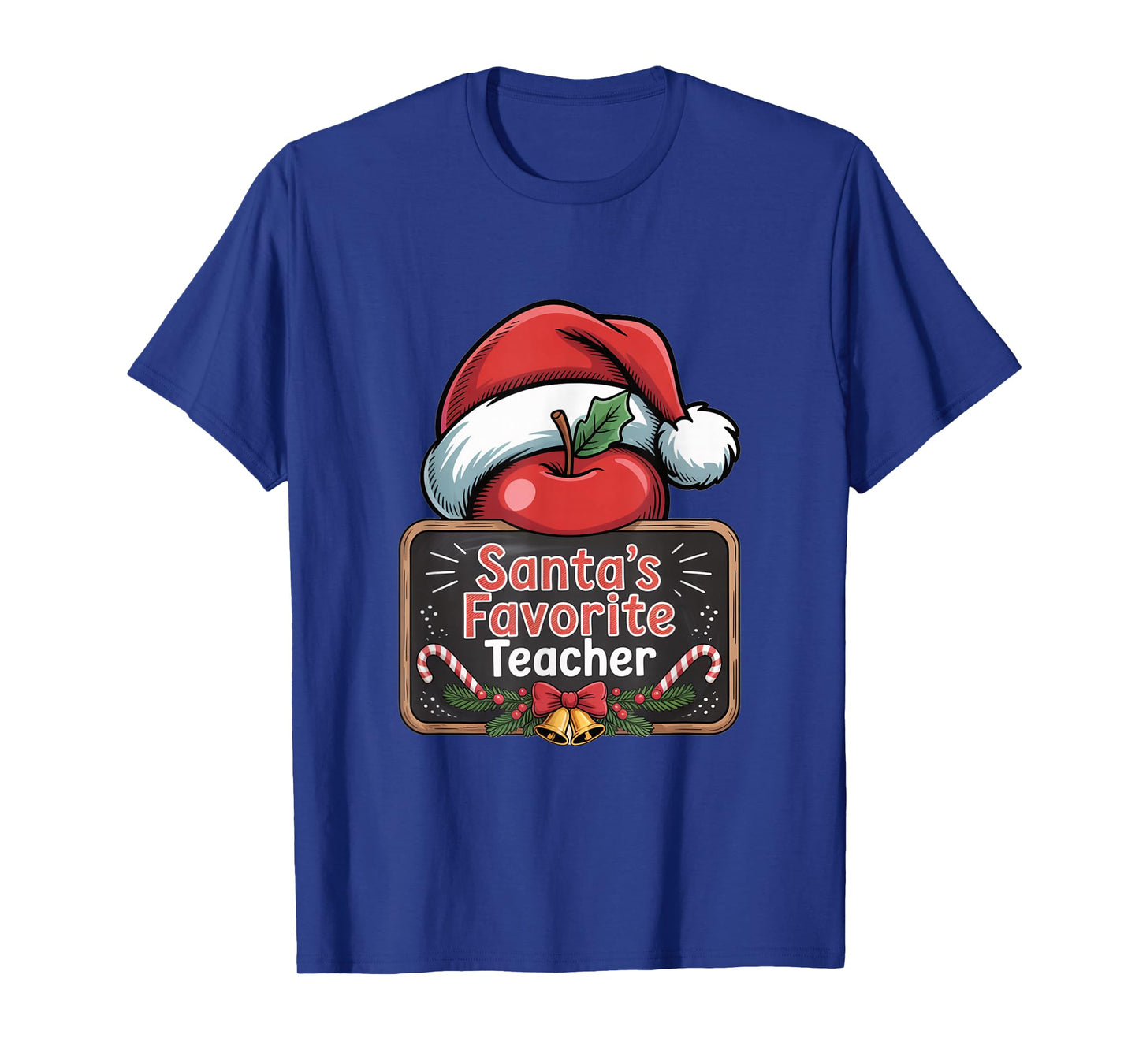 Santa’s Teacher Apple Christmas Design T-Shirt