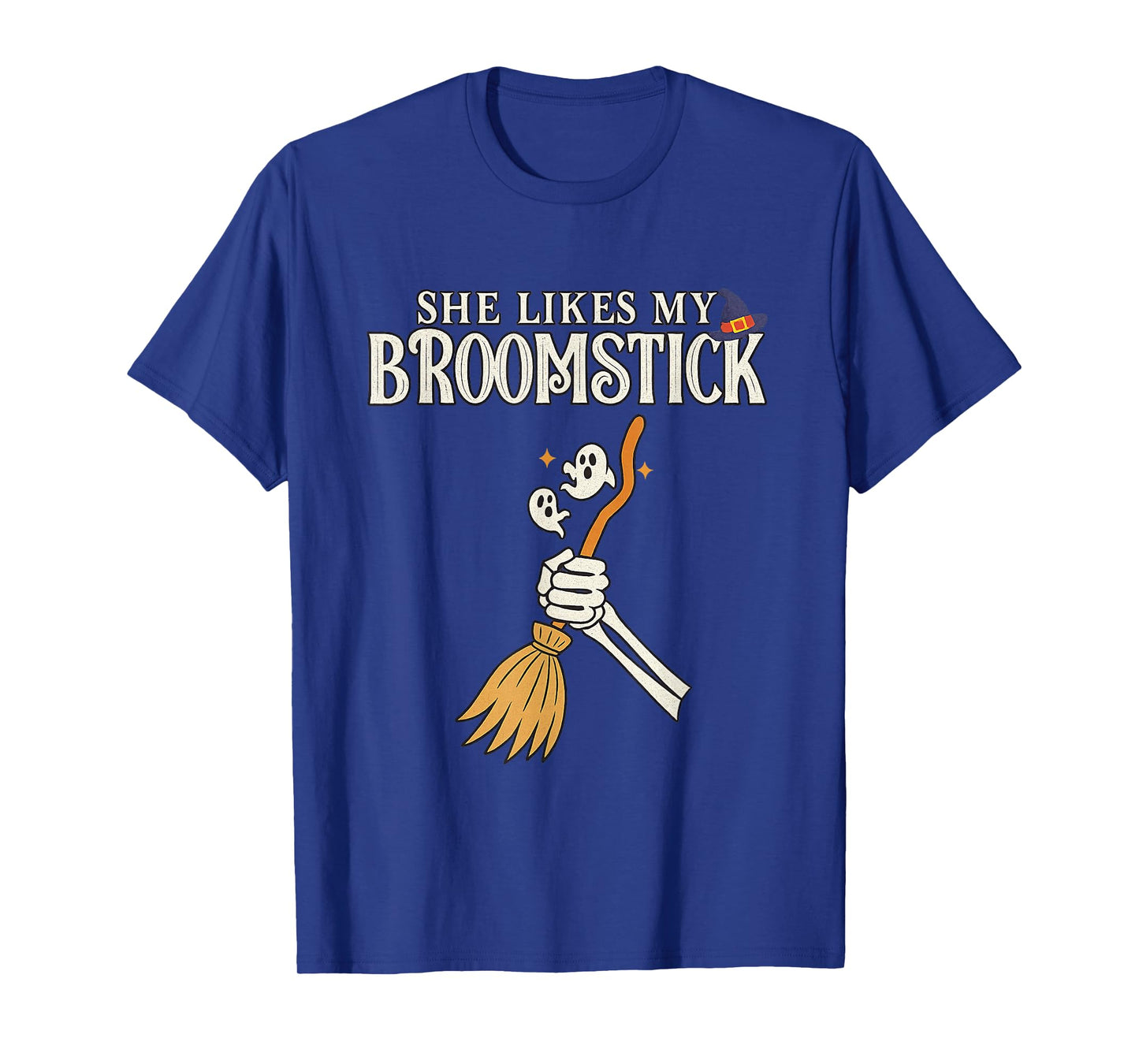 She Likes My Broomstick Couples Pumpkins Skeleton Halloween T-Shirt