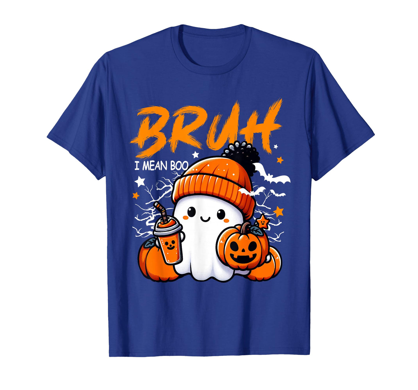Bruh Ghost Halloween Cute Boo Trick Or Treat Candy Kids T-Shirt