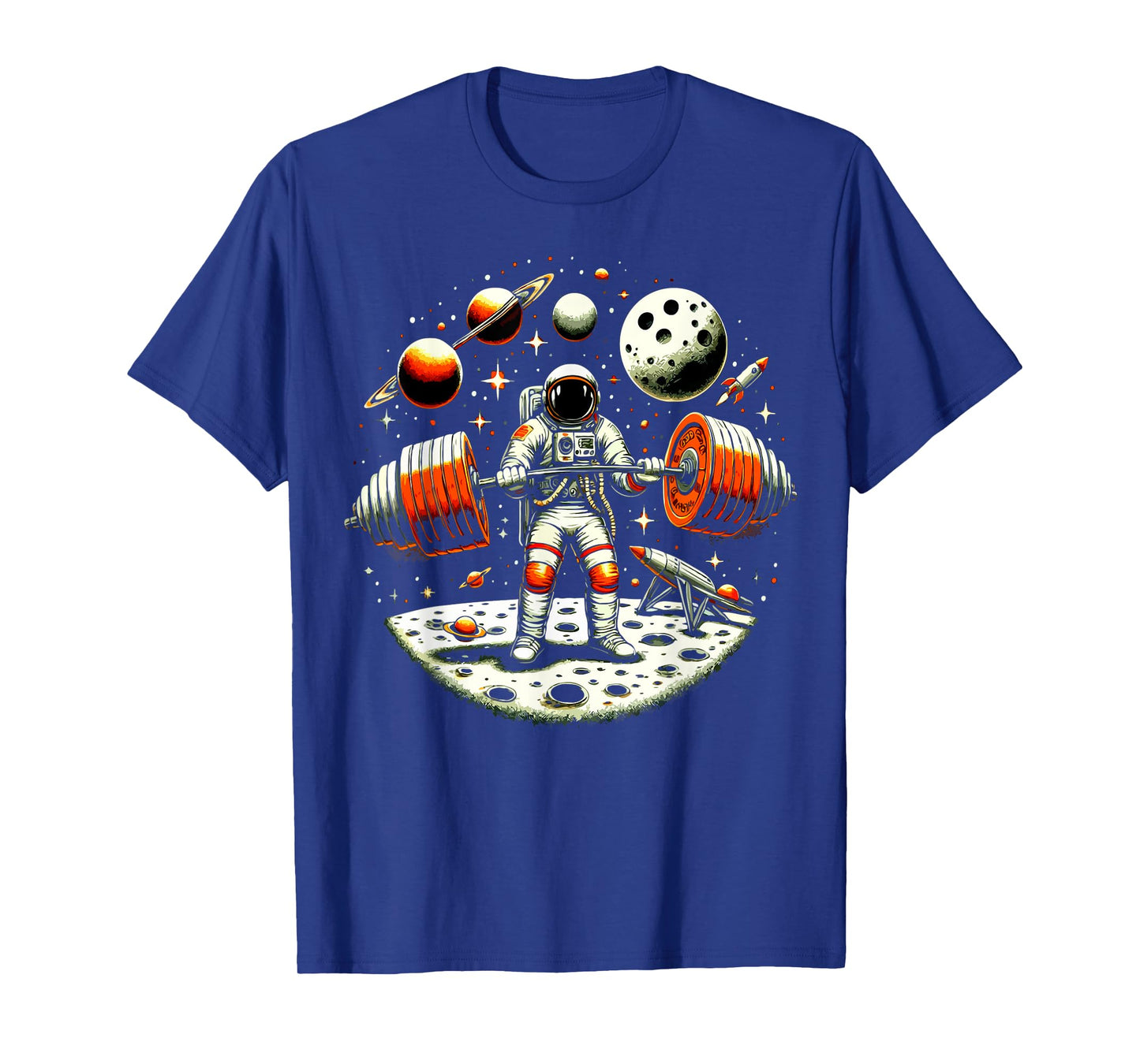 Funny Astronaut Spaceman Weightlifting Fitness Gym Workout T-Shirt