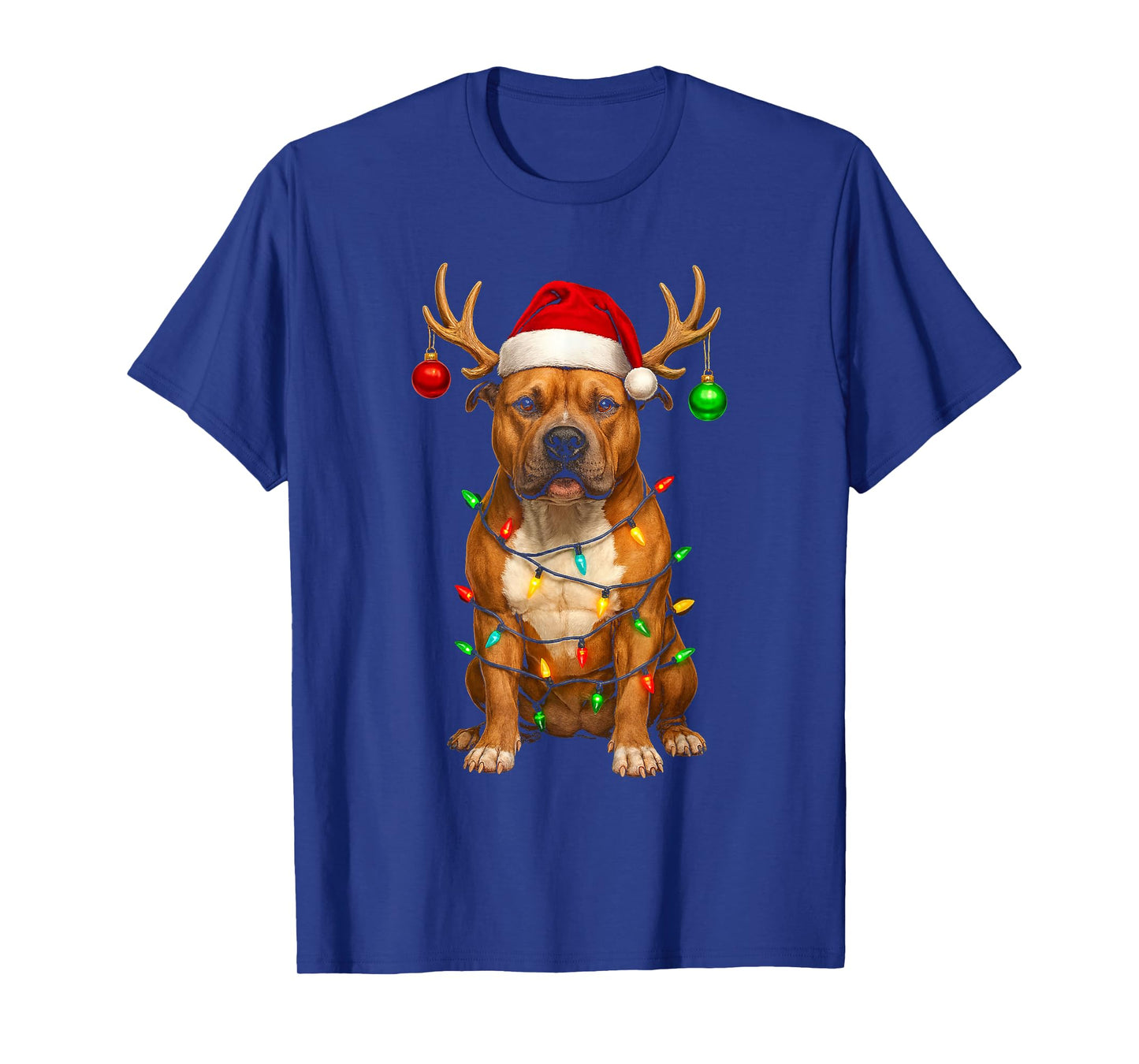 Pitbull Terrier Christmas Dog Santa Hat Lover T-Shirt
