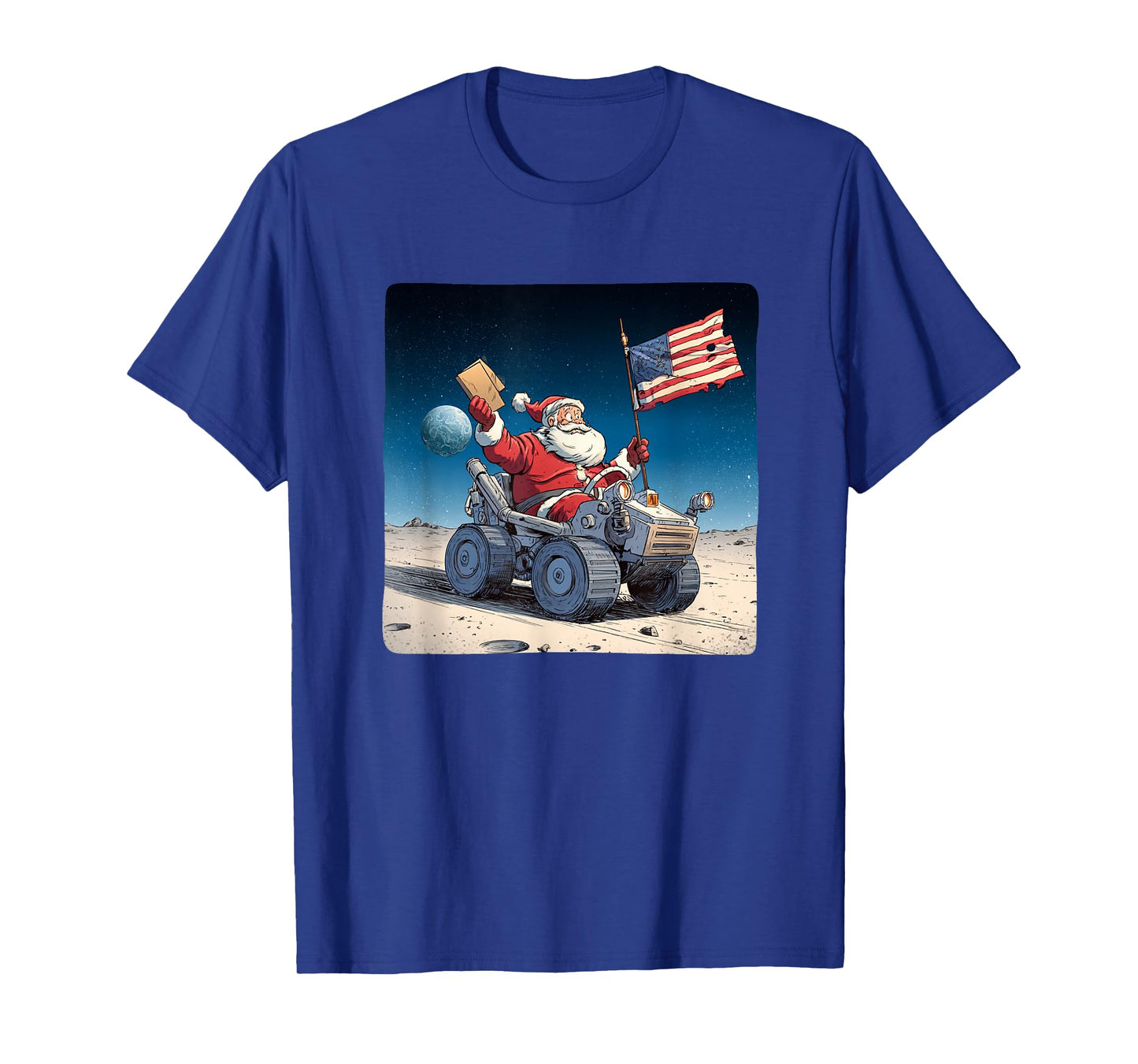 Funny Christmas on Moon with Santa Vehicle Costume T-Shirt
