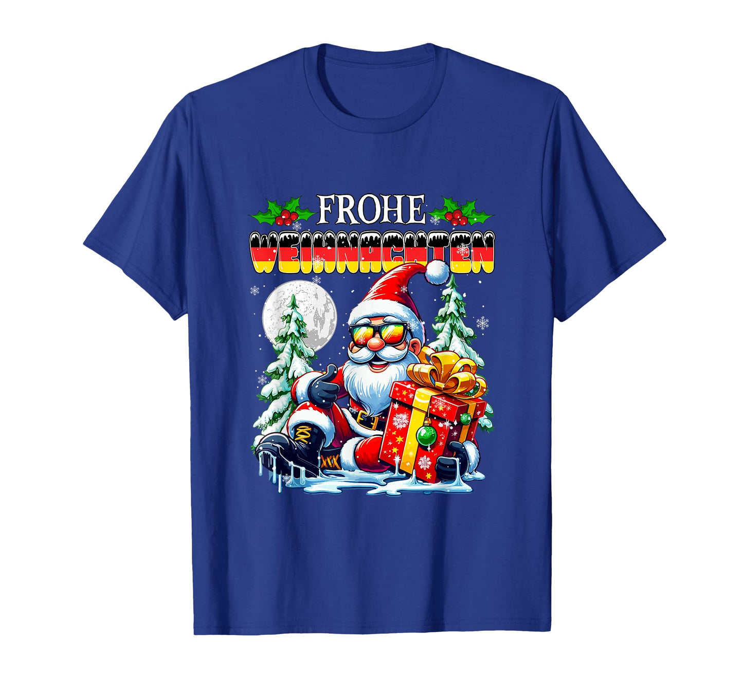 Frohe Weihnachten Merry Xmas Santa Sunglasses German Flag T-Shirt