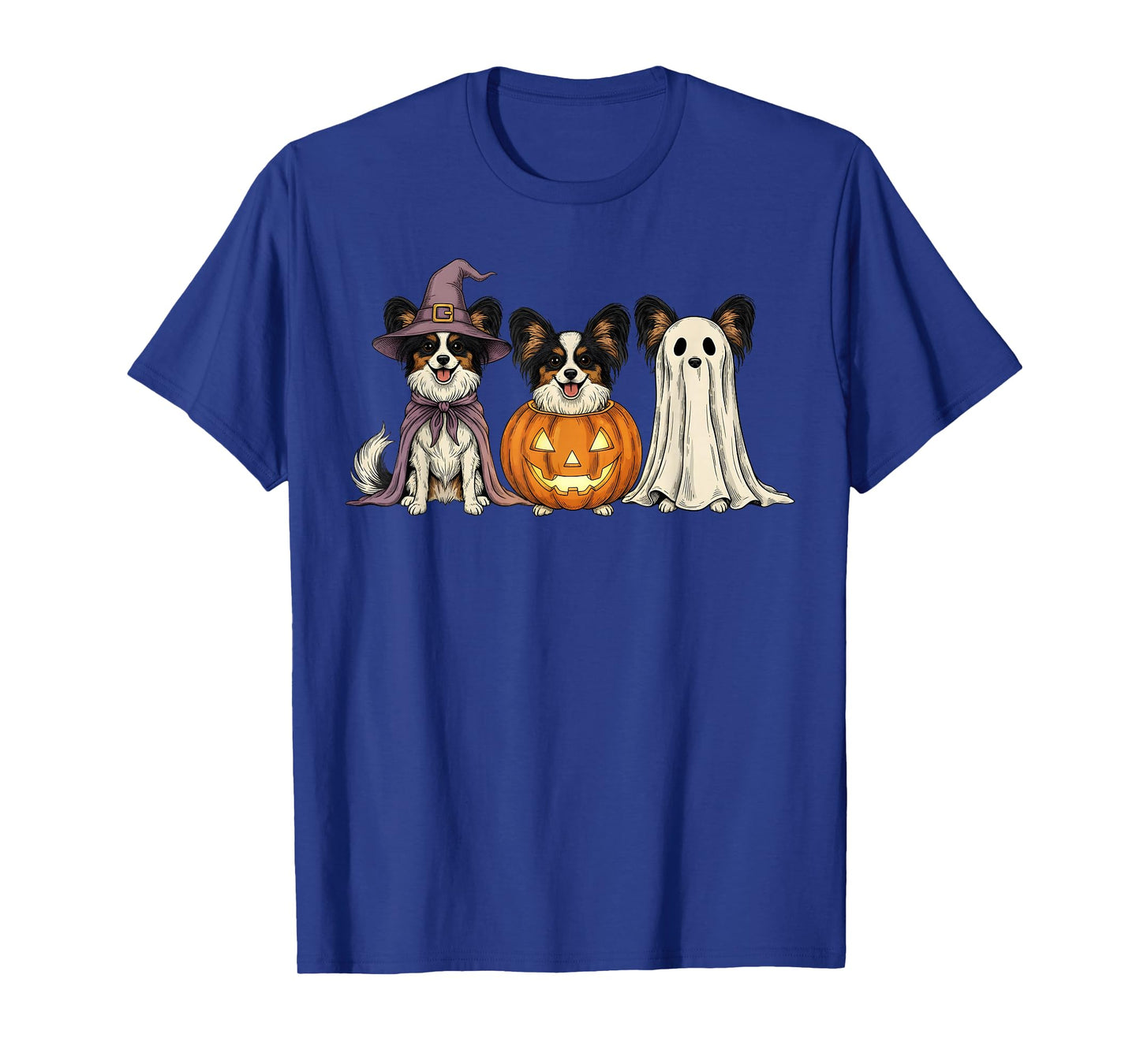 Spooky Ghost Papillon Dog Lover Pumpkin Halloween T-Shirt