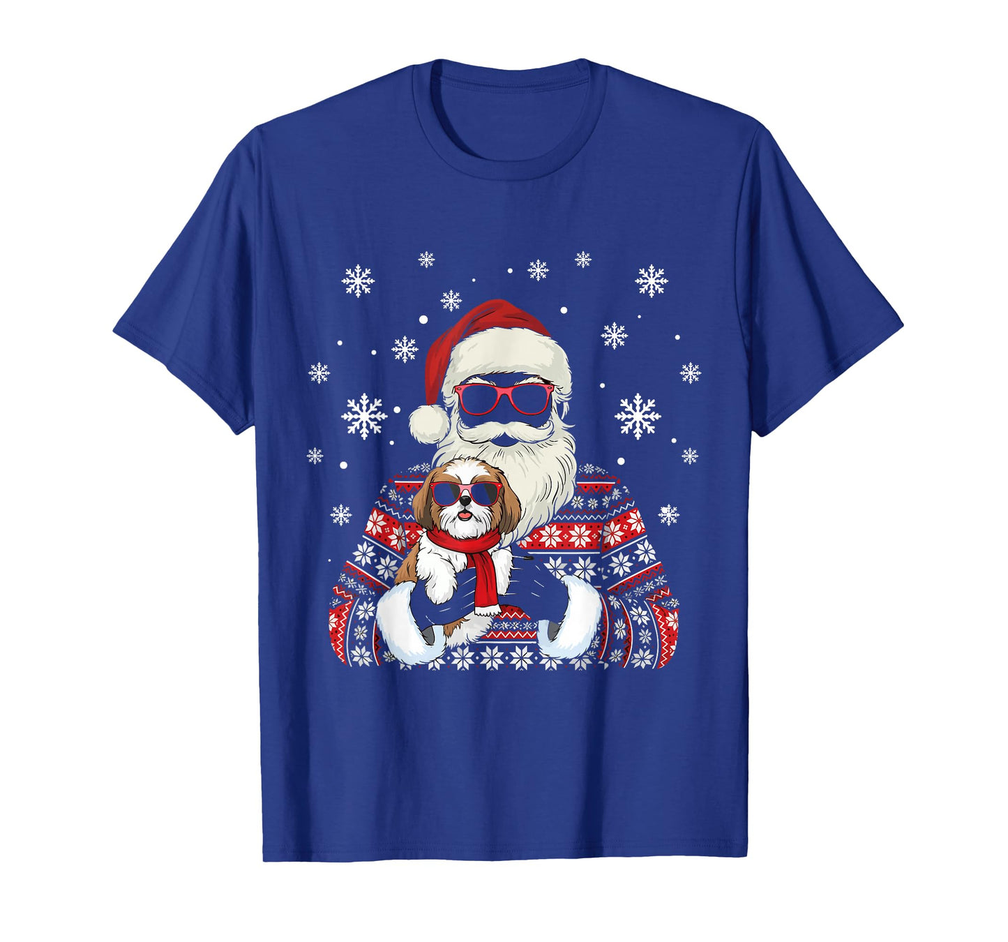 Schnauzer Dog and Santa Merry Christmas Ugly Christmas T-Shirt