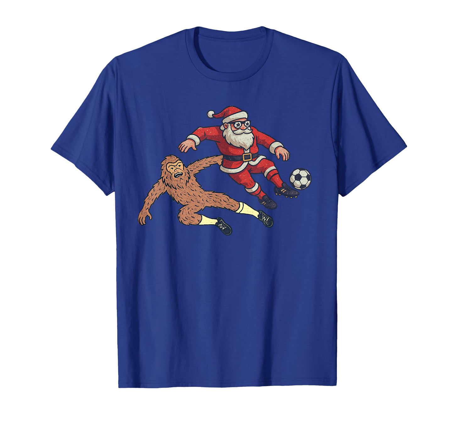 Santa Sasquatch Playing Soccer Christmas Funny Xmas Holiday T-Shirt