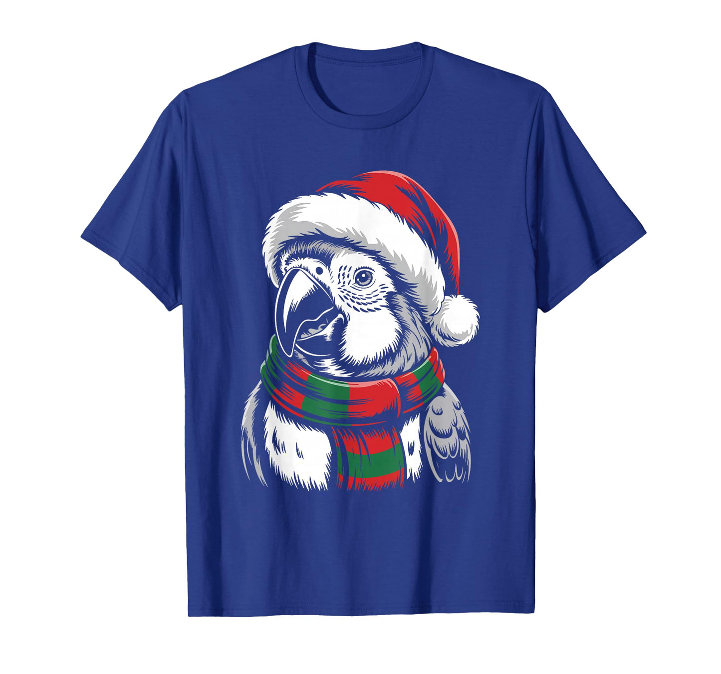 Parrot Xmas Santa Hat Scarf Christmas Costume T-Shirt