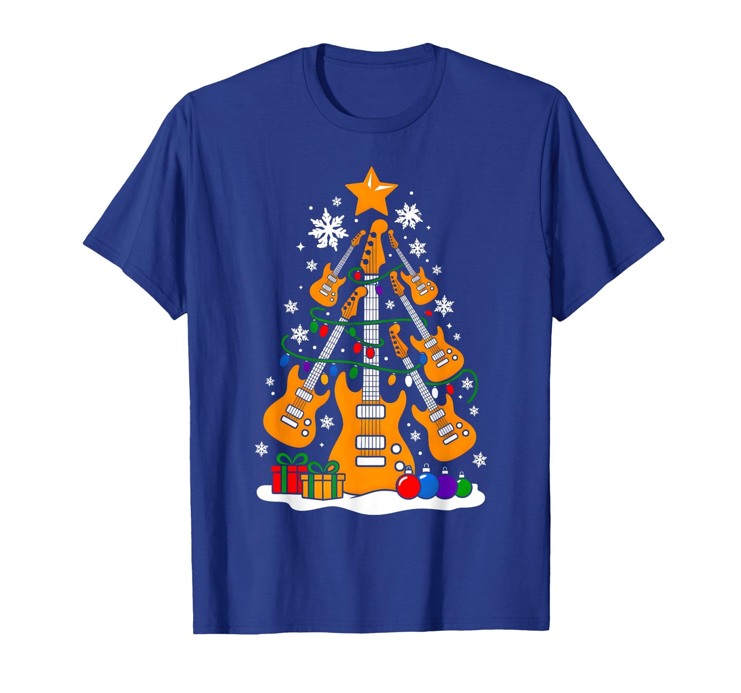 Christmas Guitar Rock Player Xmas Tree Music Lover Santa T-Shirt