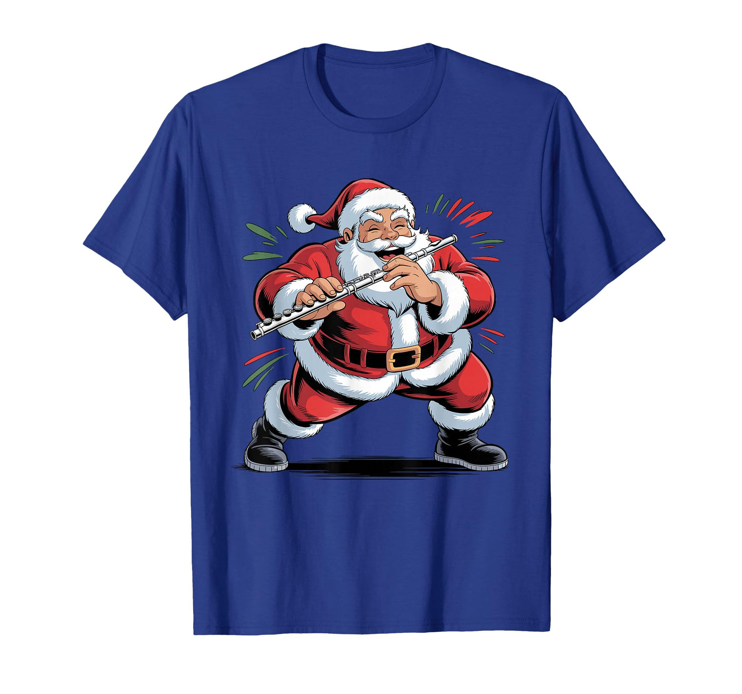 Santa Playing Flute Funny Holiday Chrismas Xmas Pajama T-Shirt