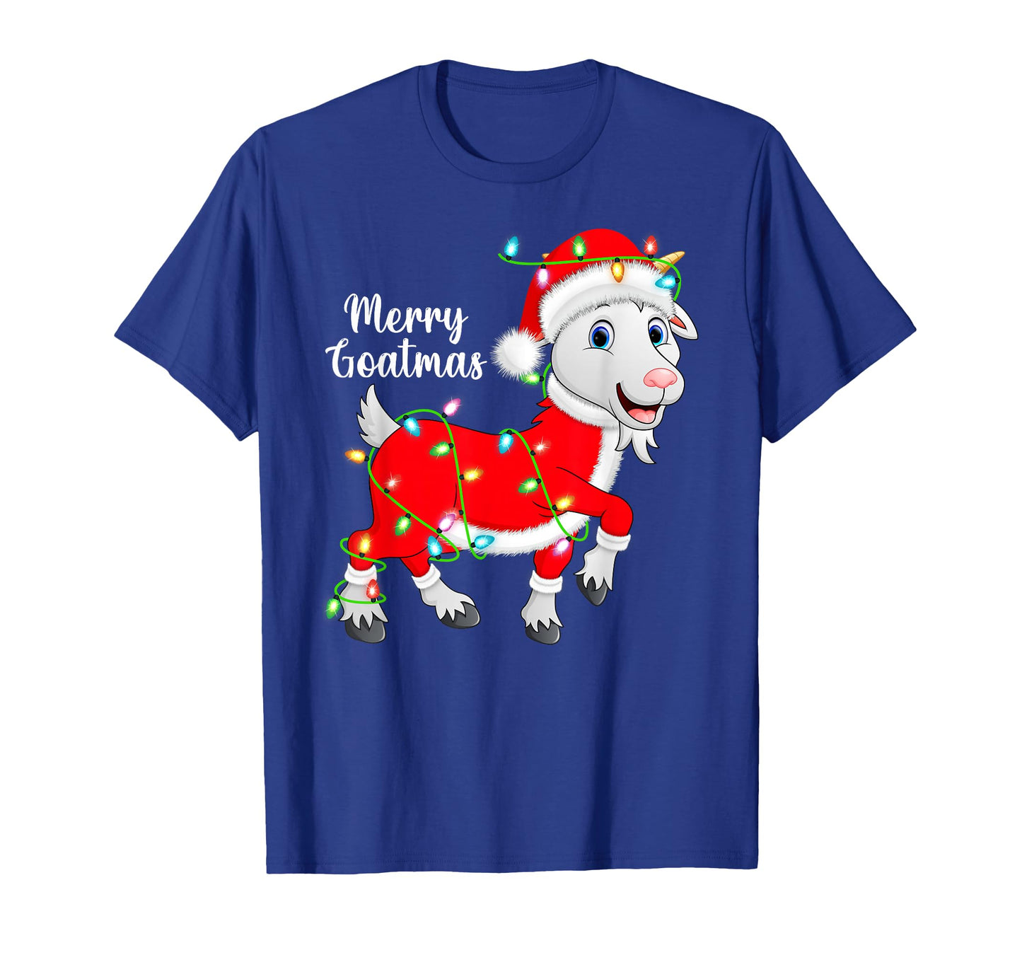 Goat Xmas Lights Funny Santa Costume Goat Christmas T-Shirt
