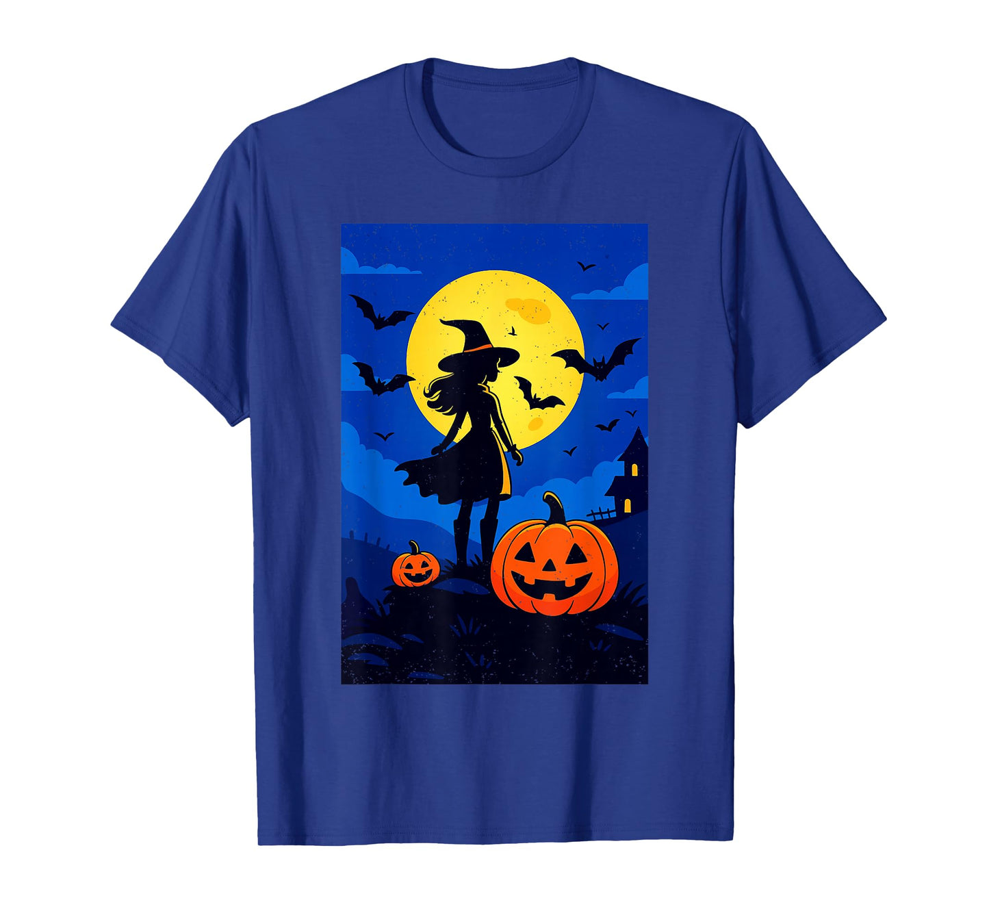 Witch Pumpkin Bats Moon Halloween Scary Gothic Spooky Season T-Shirt