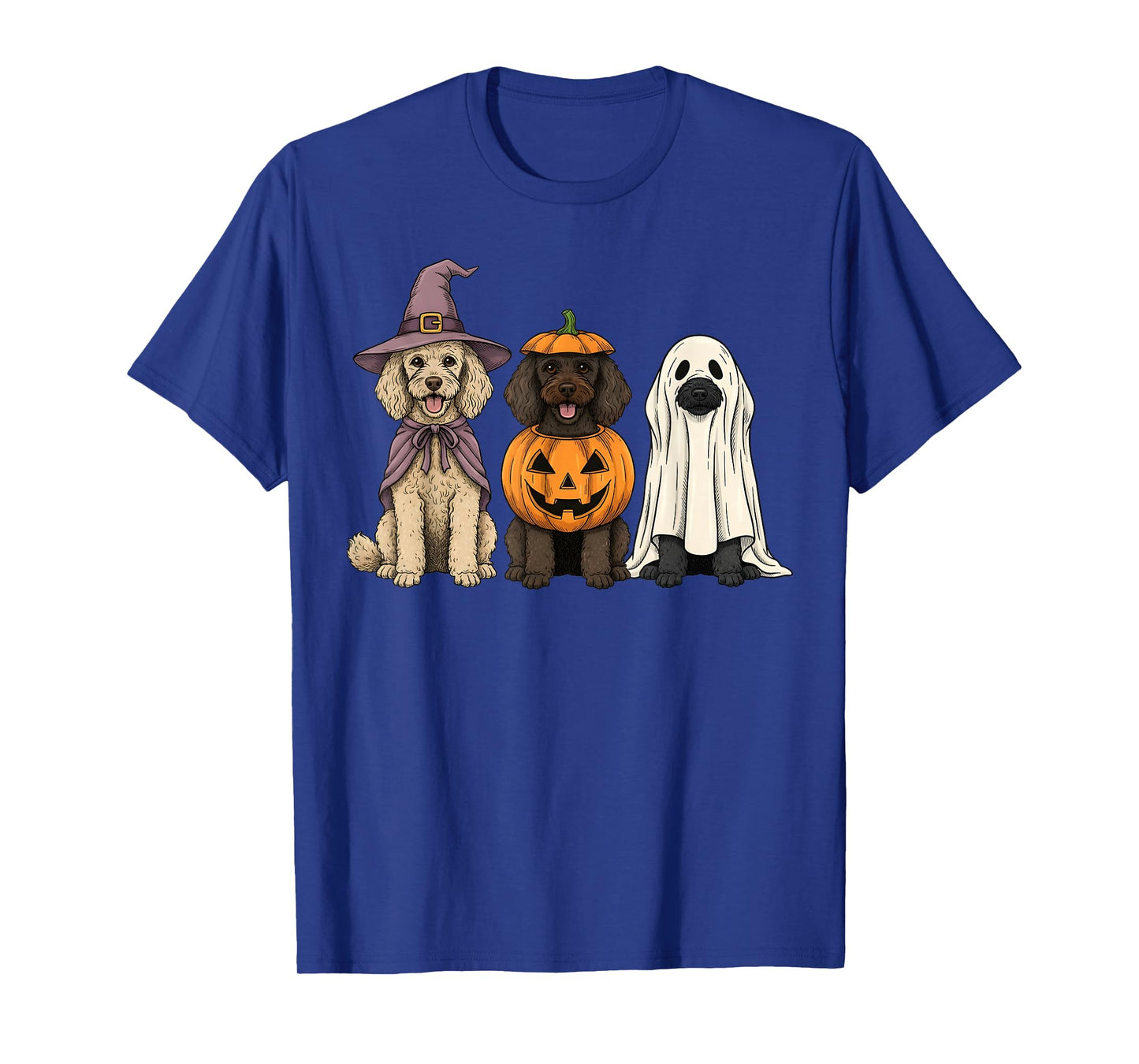 Spooky Ghost Poodle Pumpkin Halloween Dog Lover T-Shirt