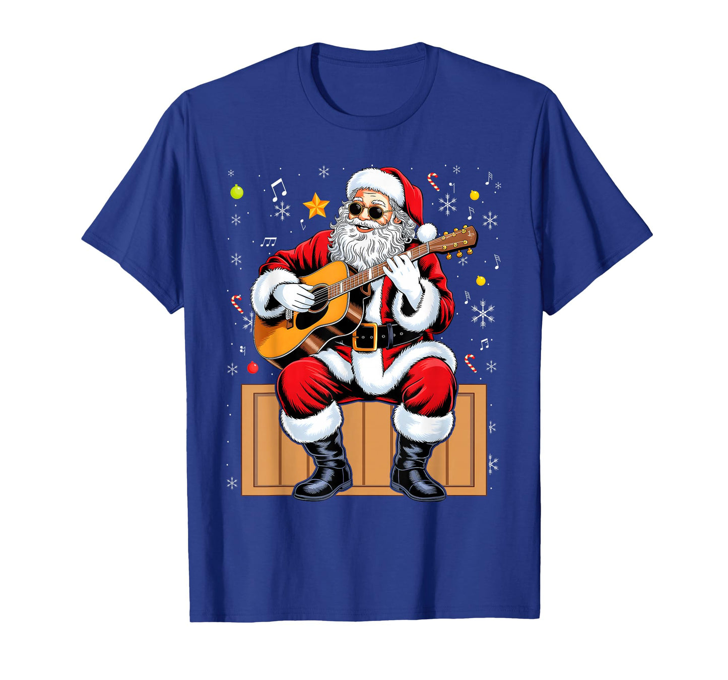 Santa Playing Guitar Christmas Pajama Musician Guitarist T-Shirt