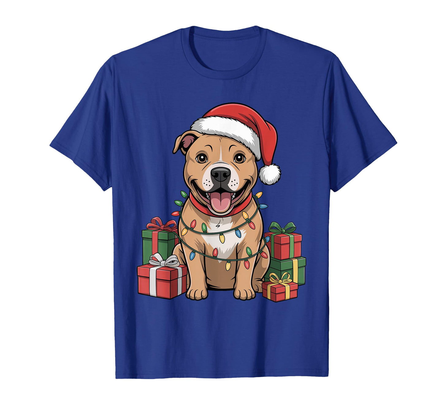Cute Pitbull Santa Hat Christmas Pittie Dog Lover Holiday T-Shirt
