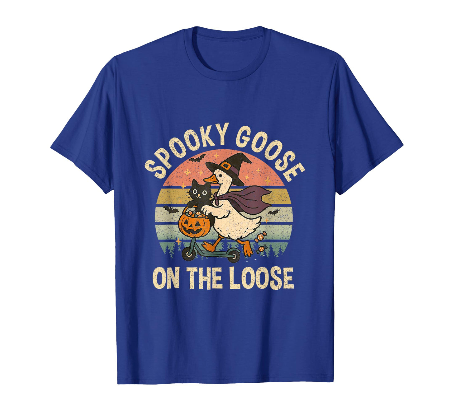 Spooky Goose On The Loose Witch Silly Goose Animal Halloween T-Shirt