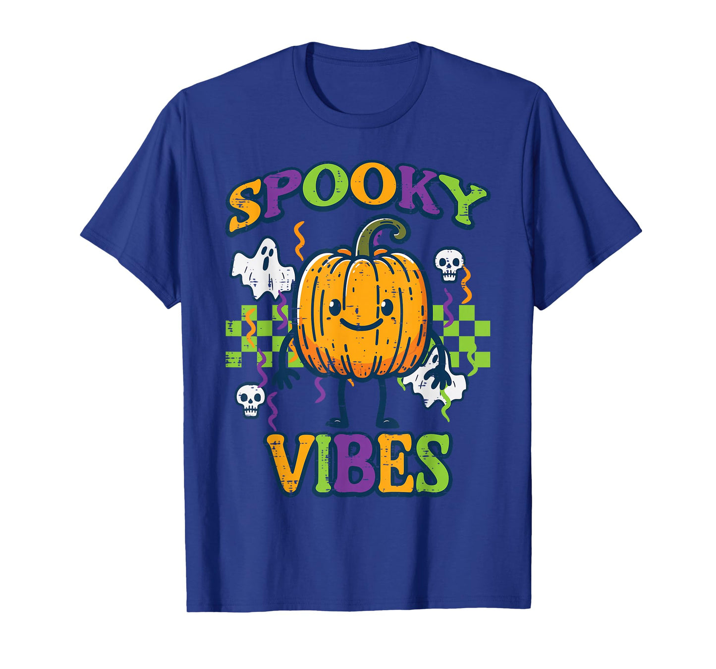Halloween Pumpkin Spooky Vibes Retro Costume Women Kids Men T-Shirt