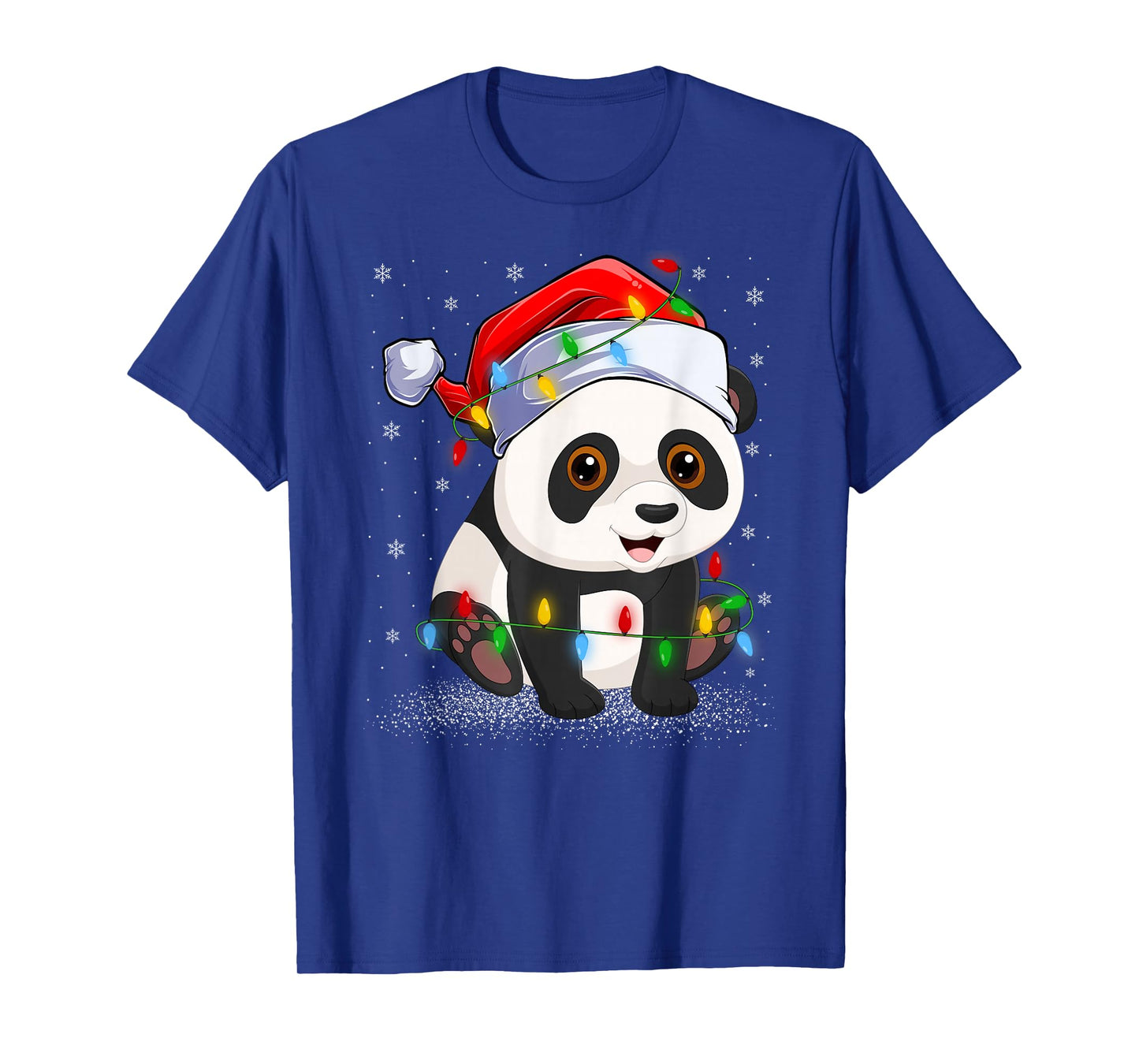 Panda Christmas Lights Sweater Santa Hat Panda Xmas T-Shirt