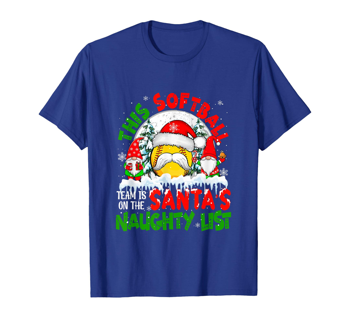 Softball Team is On Santa's Xmas Naughty List Funny Players T-Shirt