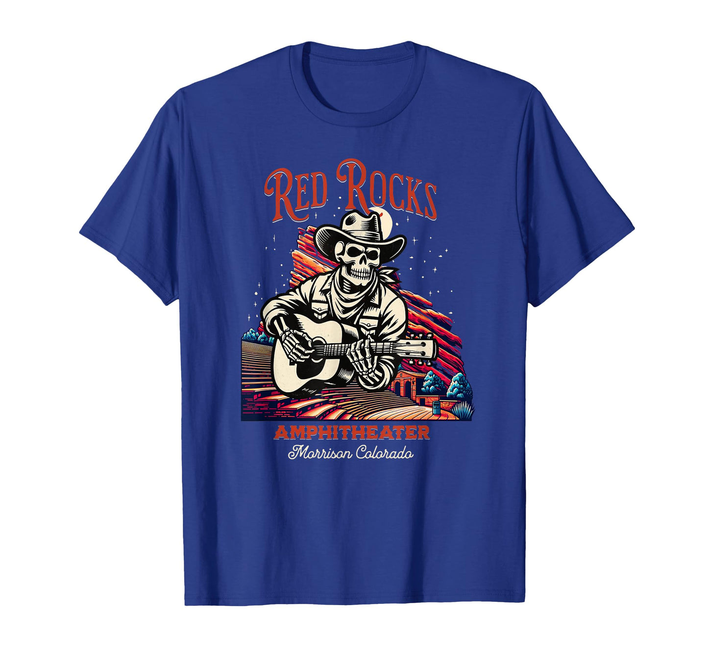 Red Rocks Amphitheater - Skeleton Playing Guitar T-Shirt