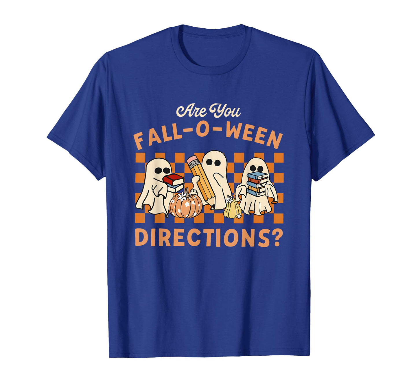 Retro are You Fall O Ween Directions Teacher Halloween Ghost T-Shirt