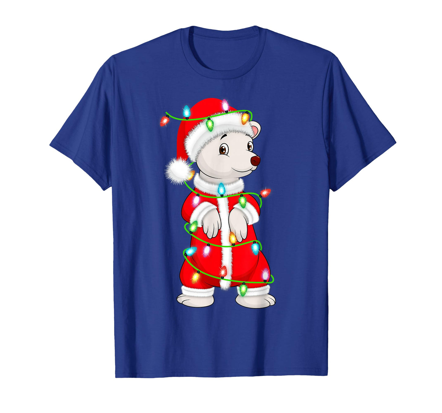Polar Bear Christmas Lights Santa Costume Cute Animal Xmas T-Shirt