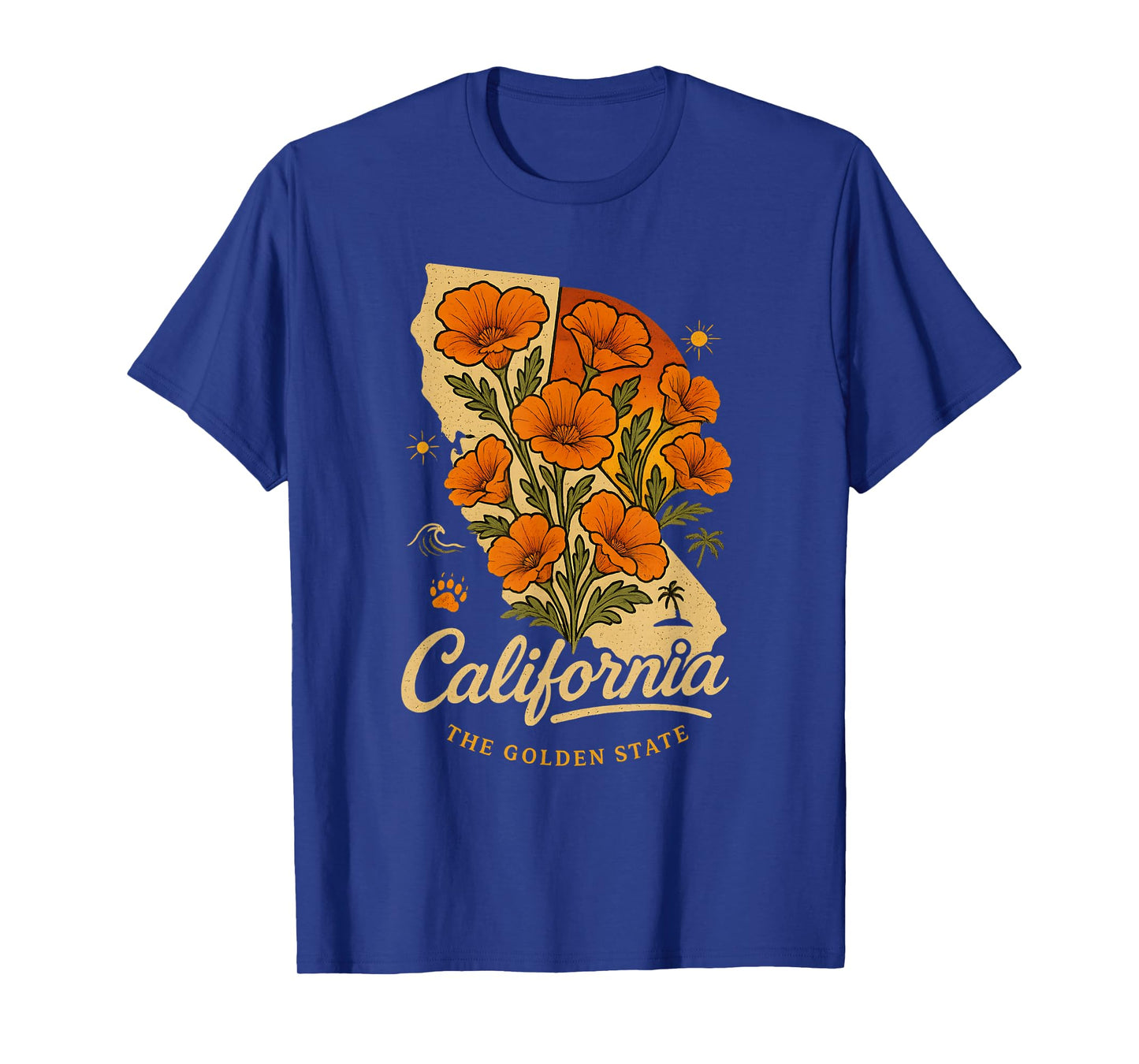 California Poppy Flower Vintage The Golden State Retro T-Shirt