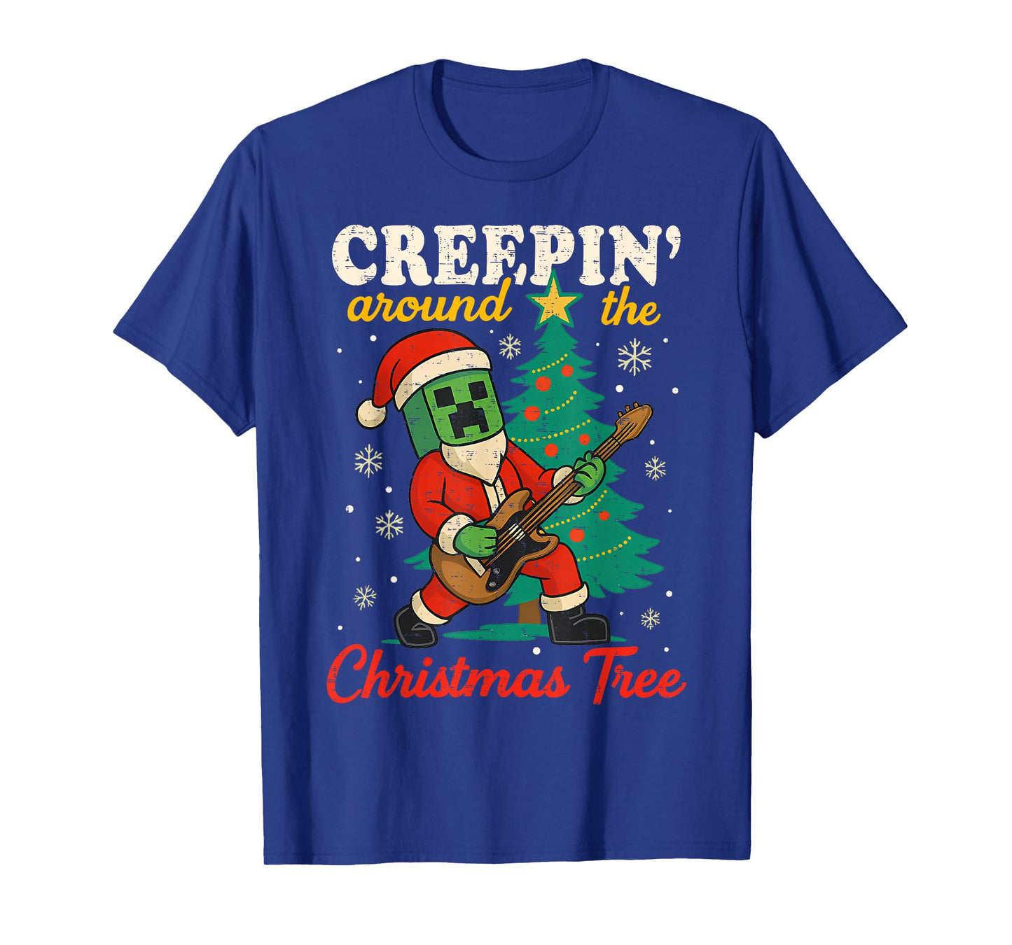 Funny Christmas Santa Rock Creepin Around The Christmas Tree T-Shirt