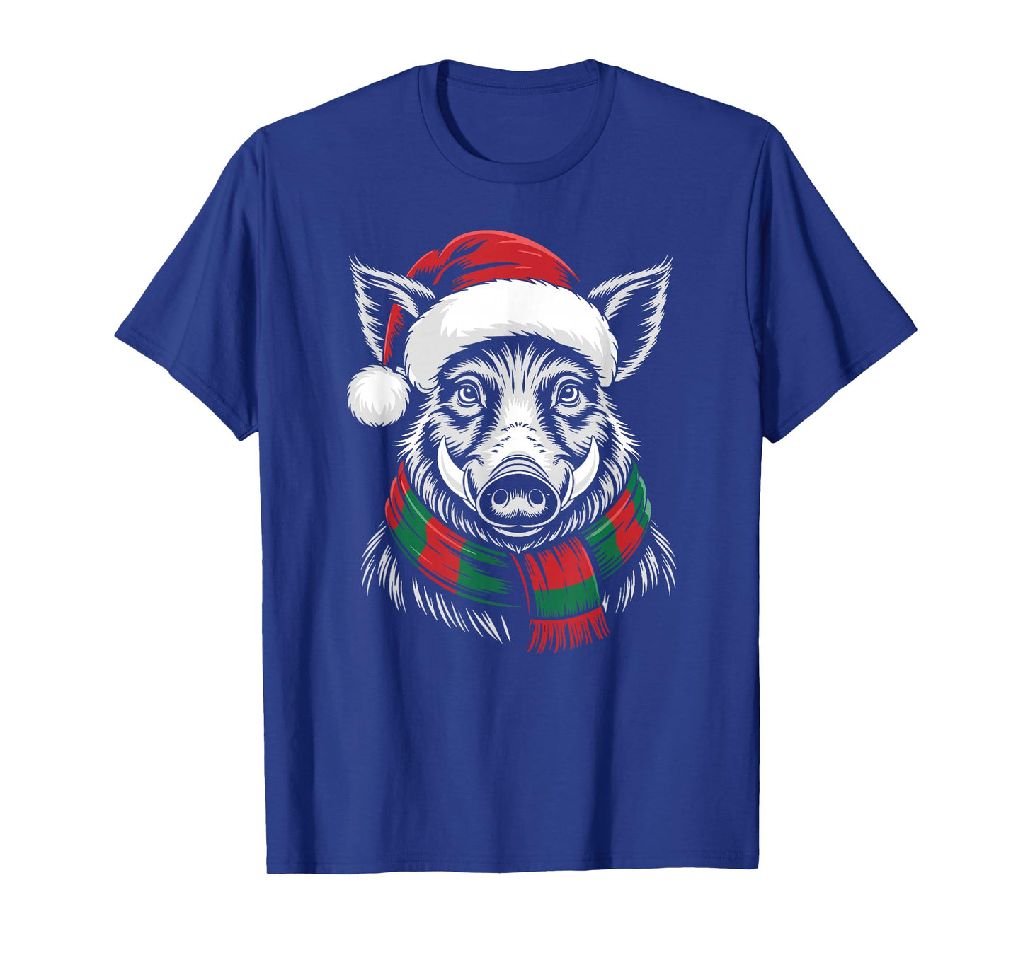 Boar Xmas Santa Hat Scarf Christmas Costume T-Shirt
