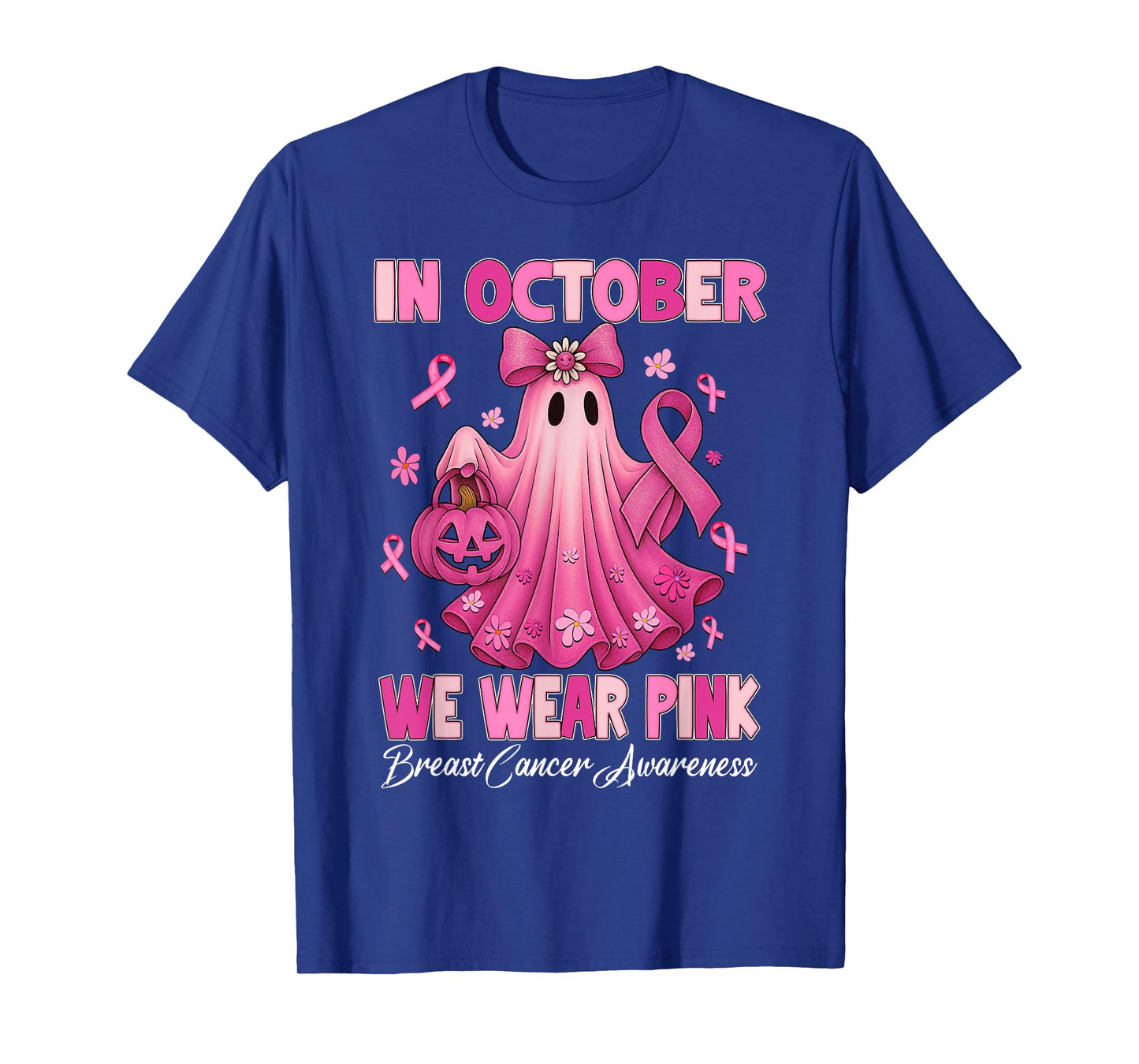 Breast Cancer Women Halloween in October We Wear Pink T-Shirt