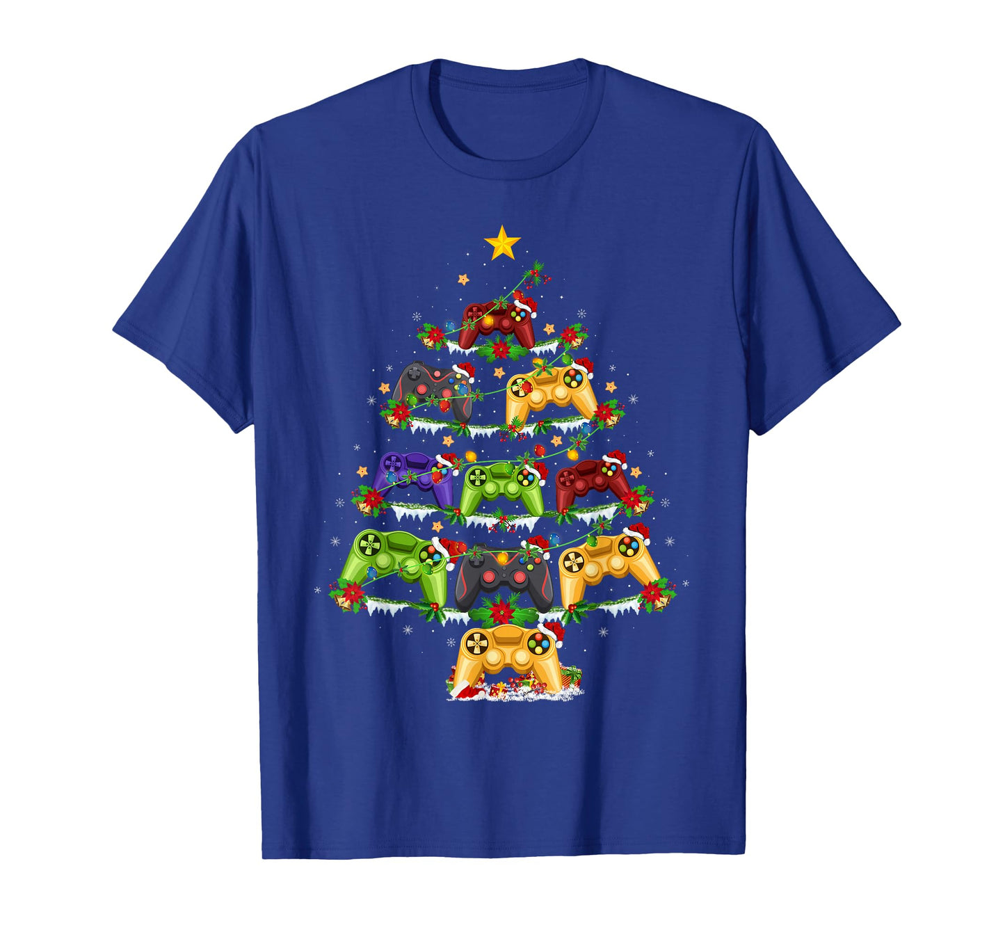 Video Game Controller Christmas Tree Lights Funny Gamer Xmas T-Shirt