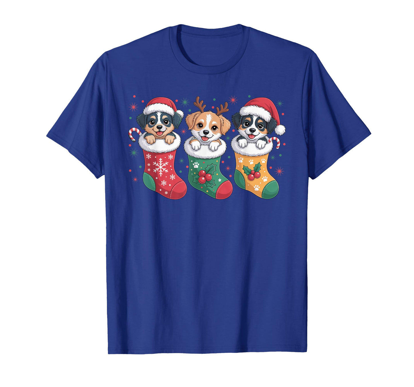 Cute Dog Christmas Pajama Santa Hat Xmas Men Women Boys Kids T-Shirt