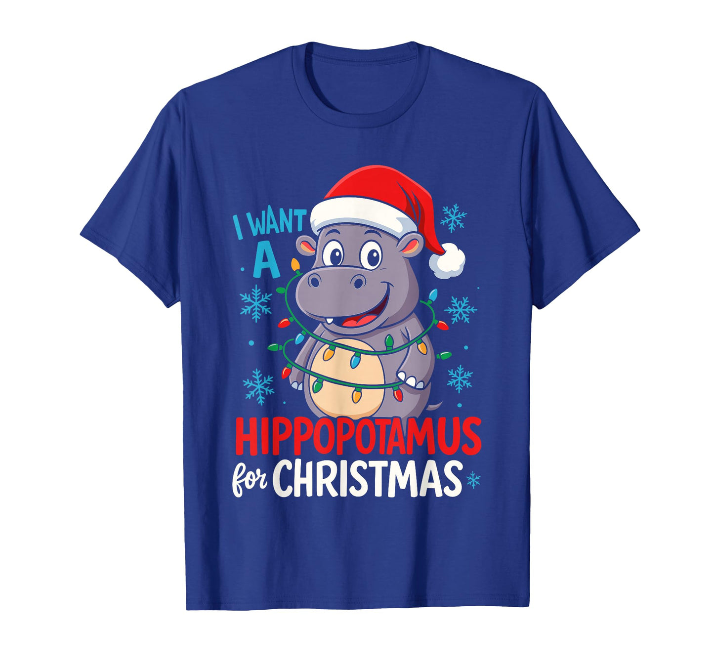 I Want a Hippopotamus for Christmas, Hippo Christmas Lights T-Shirt