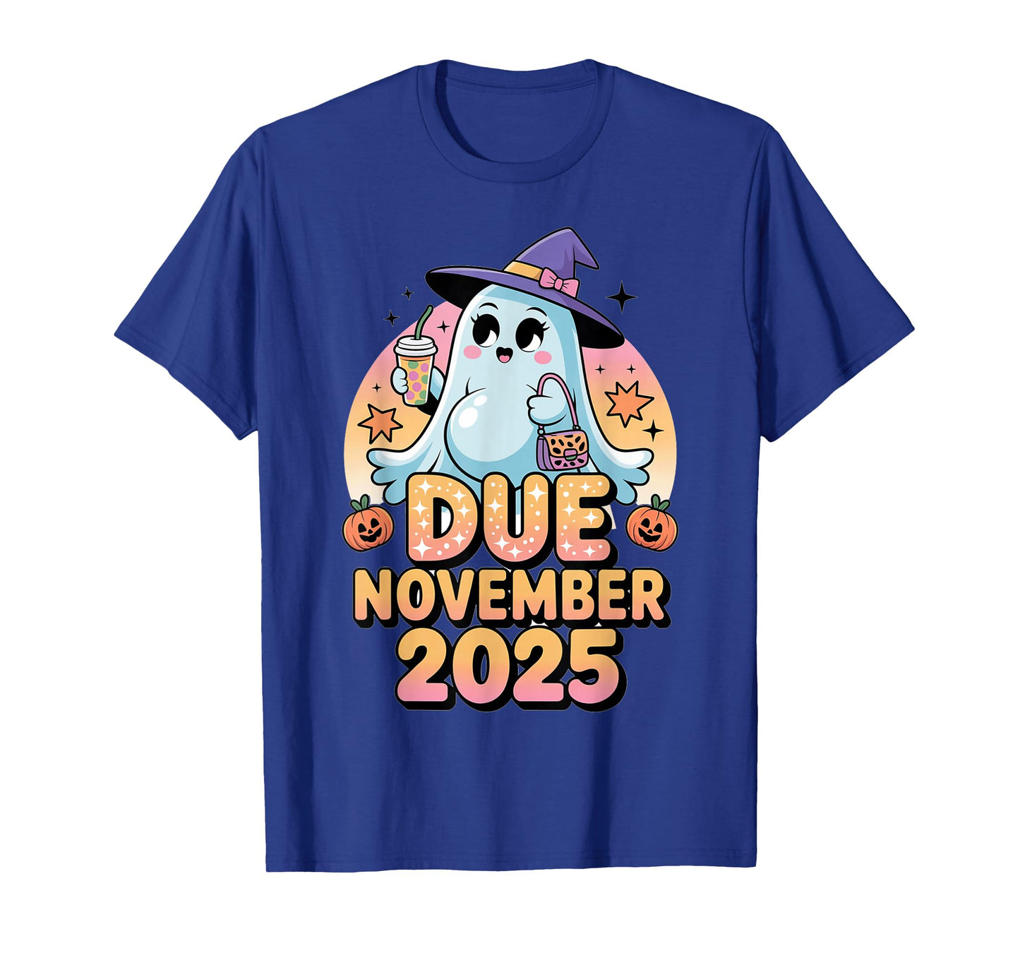 Halloween Pregnant Due November 2025 Mama Ghost Baby Mom T-Shirt