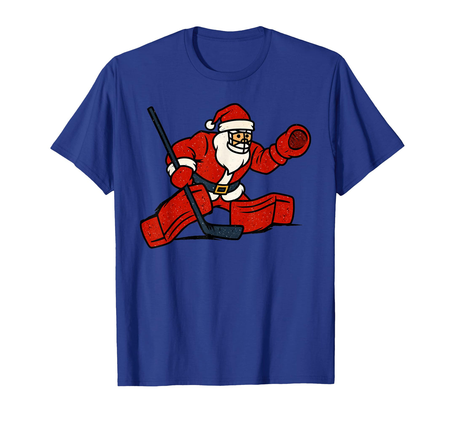 Santa Playing Hockey Goalie Christmas Vintage Funny Xmas T-Shirt