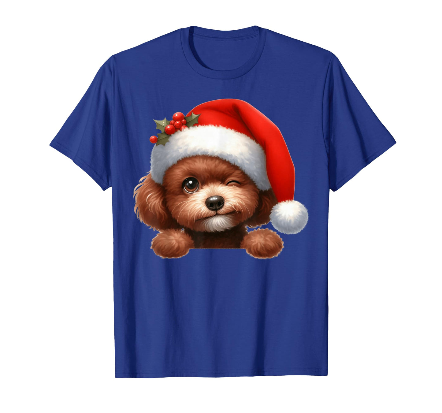 Golden Poodle Dog Christmas Santa Hat Dog Mom Dad T-Shirt