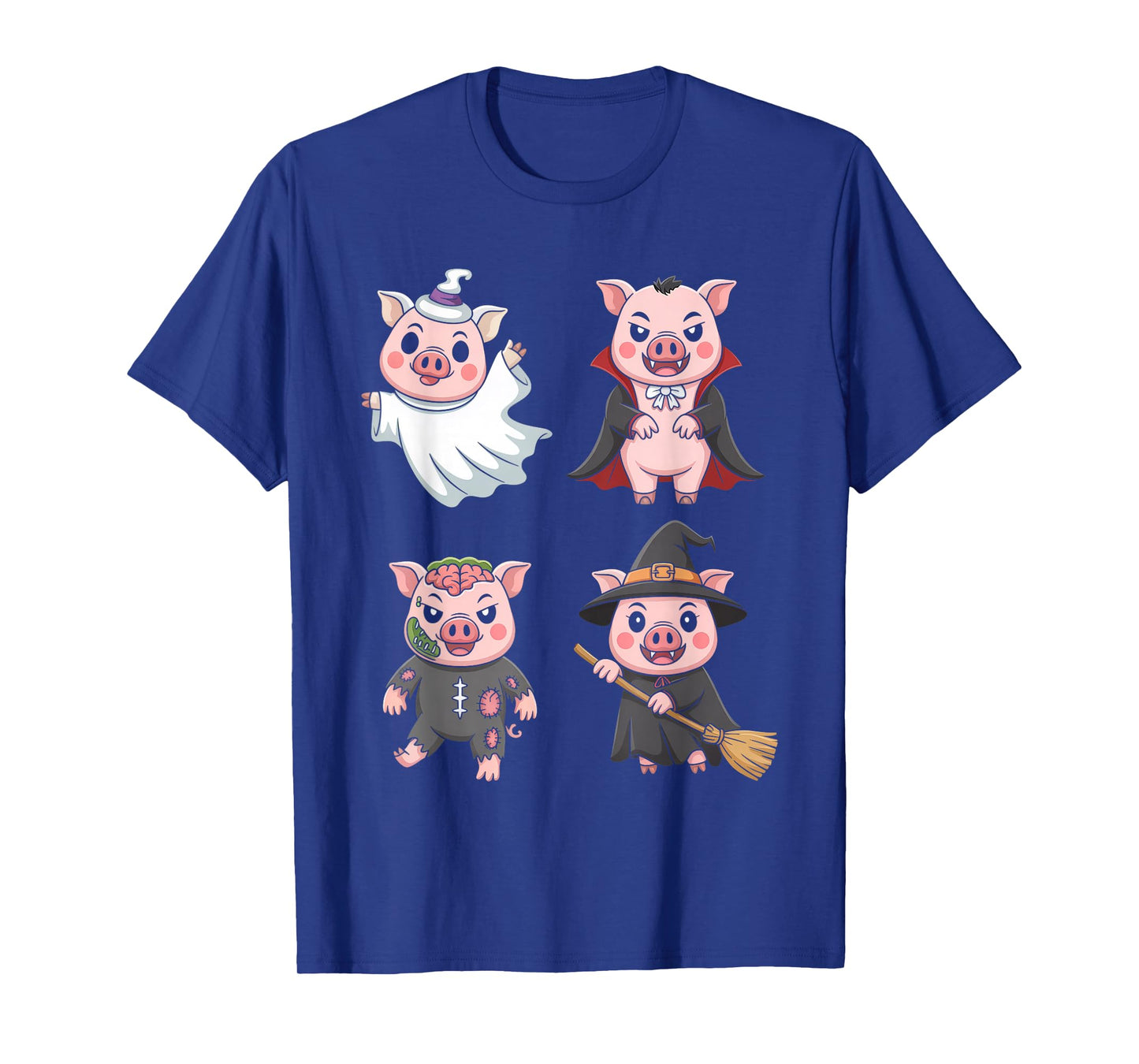 Pig Spooky Witch Boo Zombie Cute Pig Halloween Boys & Girls T-Shirt