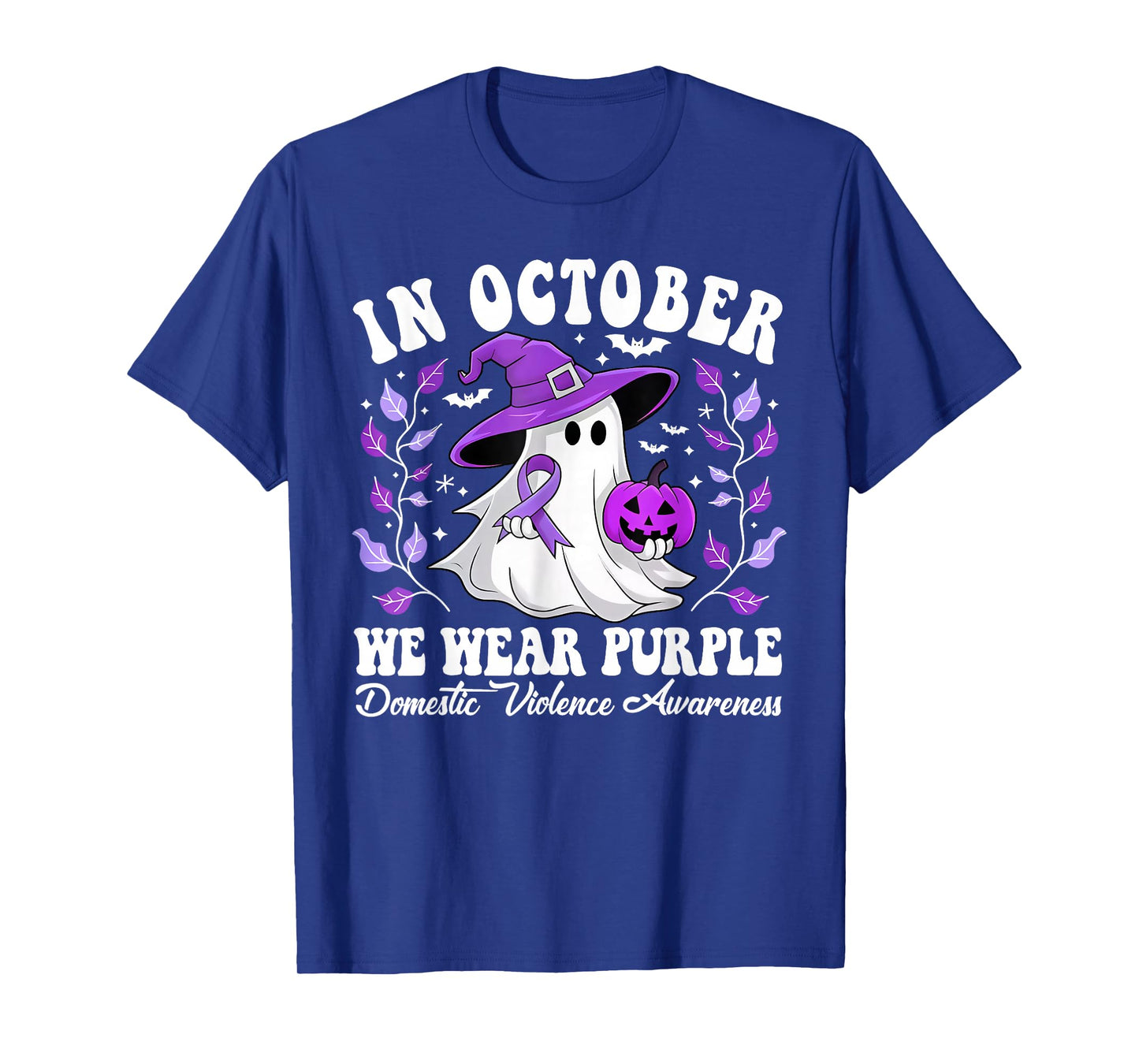 in October We Wear Purple Ghost Domestic Violence Awareness T-Shirt